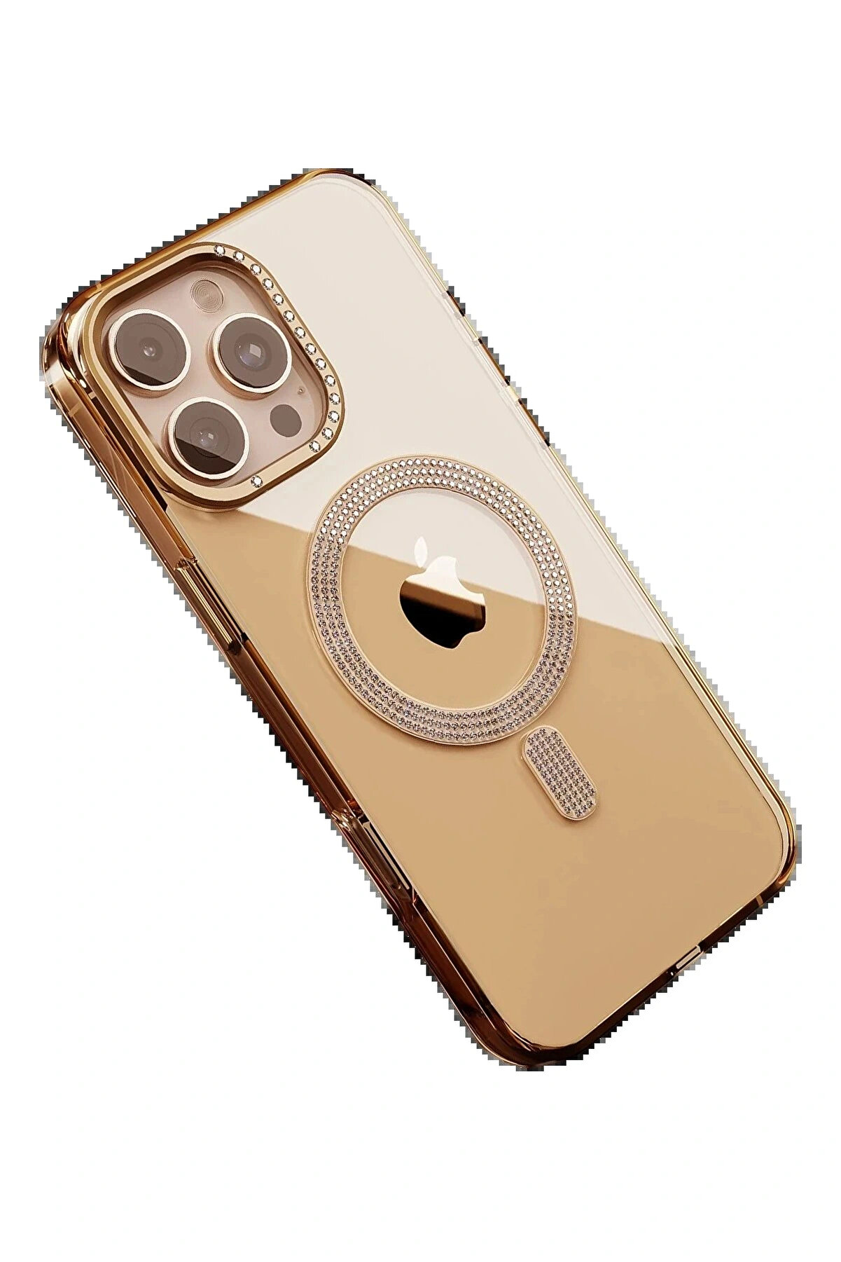 Buti̇k Apple İphone 16 Pro Max Tash Di̇amond Magsafe Kapak - Gold-(5796)