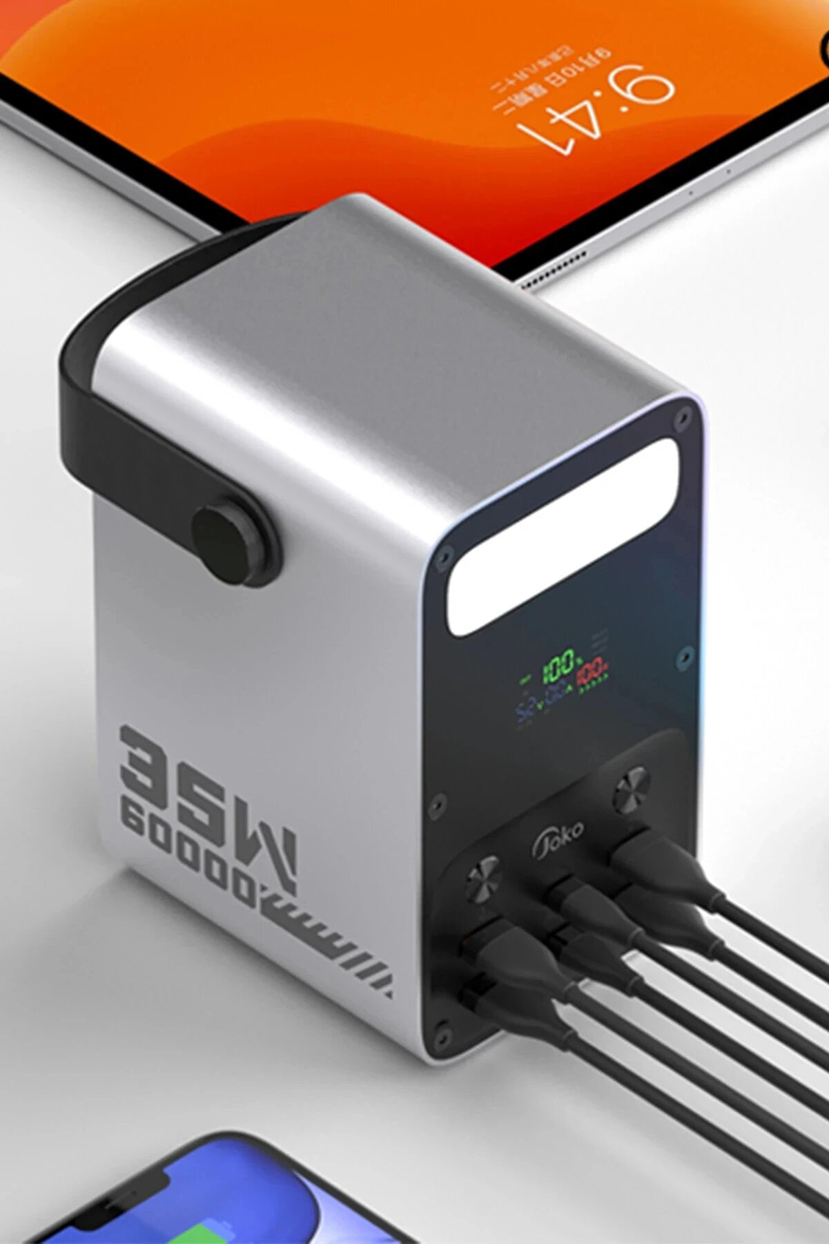 Buti̇k J51 60.000 Mah Di̇ji̇tal Sarj G&ouml;stergeli̇ Led Işıklı 35W Pd Powerbank - G&uuml;m&uuml;ş-(5796)