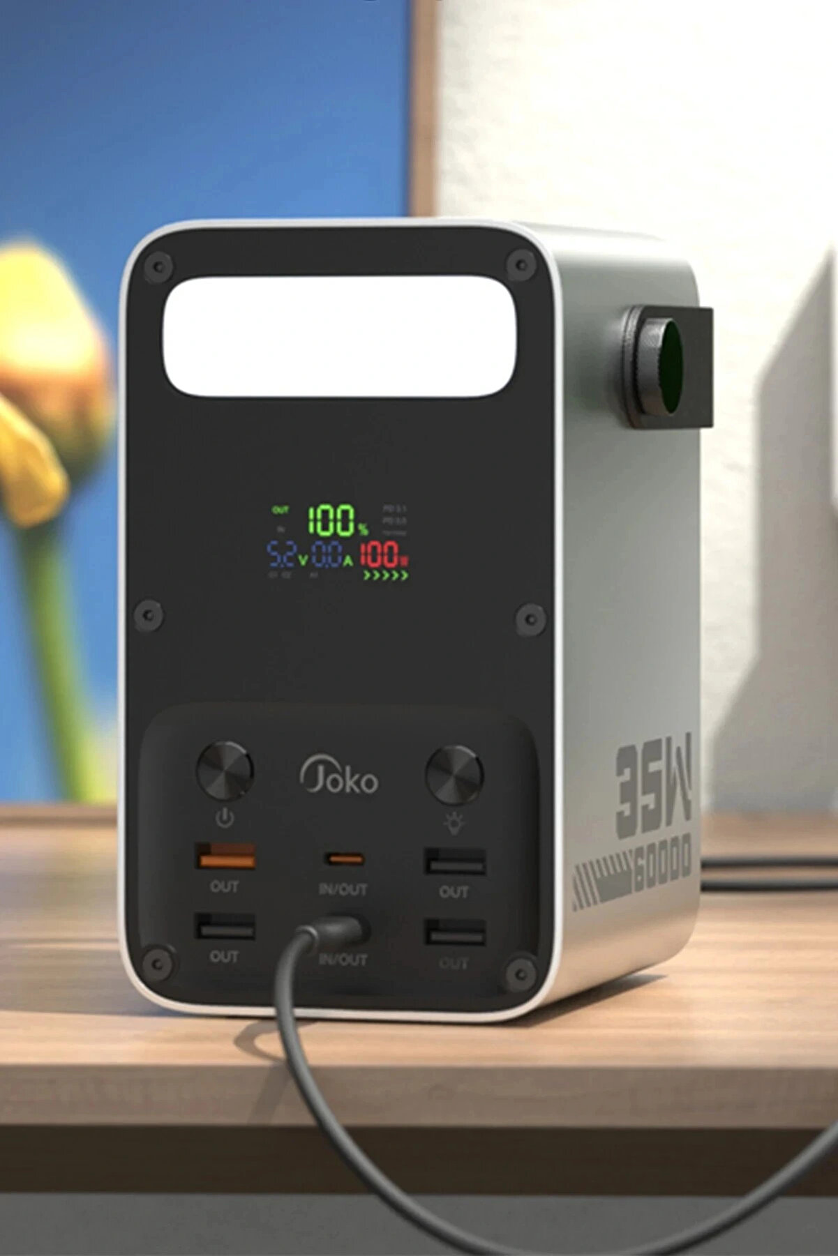 Buti̇k J51 60.000 Mah Di̇ji̇tal Sarj G&ouml;stergeli̇ Led Işıklı 35W Pd Powerbank - G&uuml;m&uuml;ş-(5796)