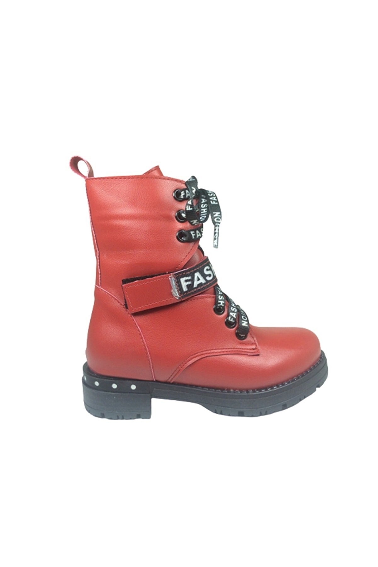 grafen Ortopedikal Patik Kız Çocuk Bot Kırmızı Bağcıklı Yanı Fermuarlı Anatomik