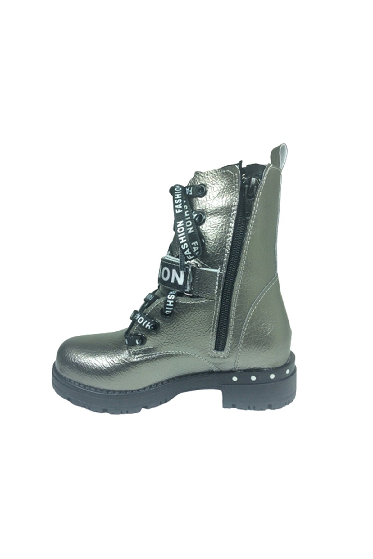 Ortopedi̇kal Pati̇k Kız Çocuk Bot Plati̇n Gri̇ Rugan Bağcıklı Yanıfermuarlı Anatomi̇k