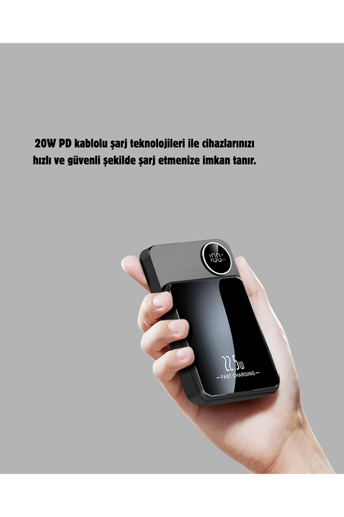 Zero Land Lvsqvr Manyeti̇k Powerbank 15W Wi̇reless Hızlı Şarj (82800) Led Ekranlı