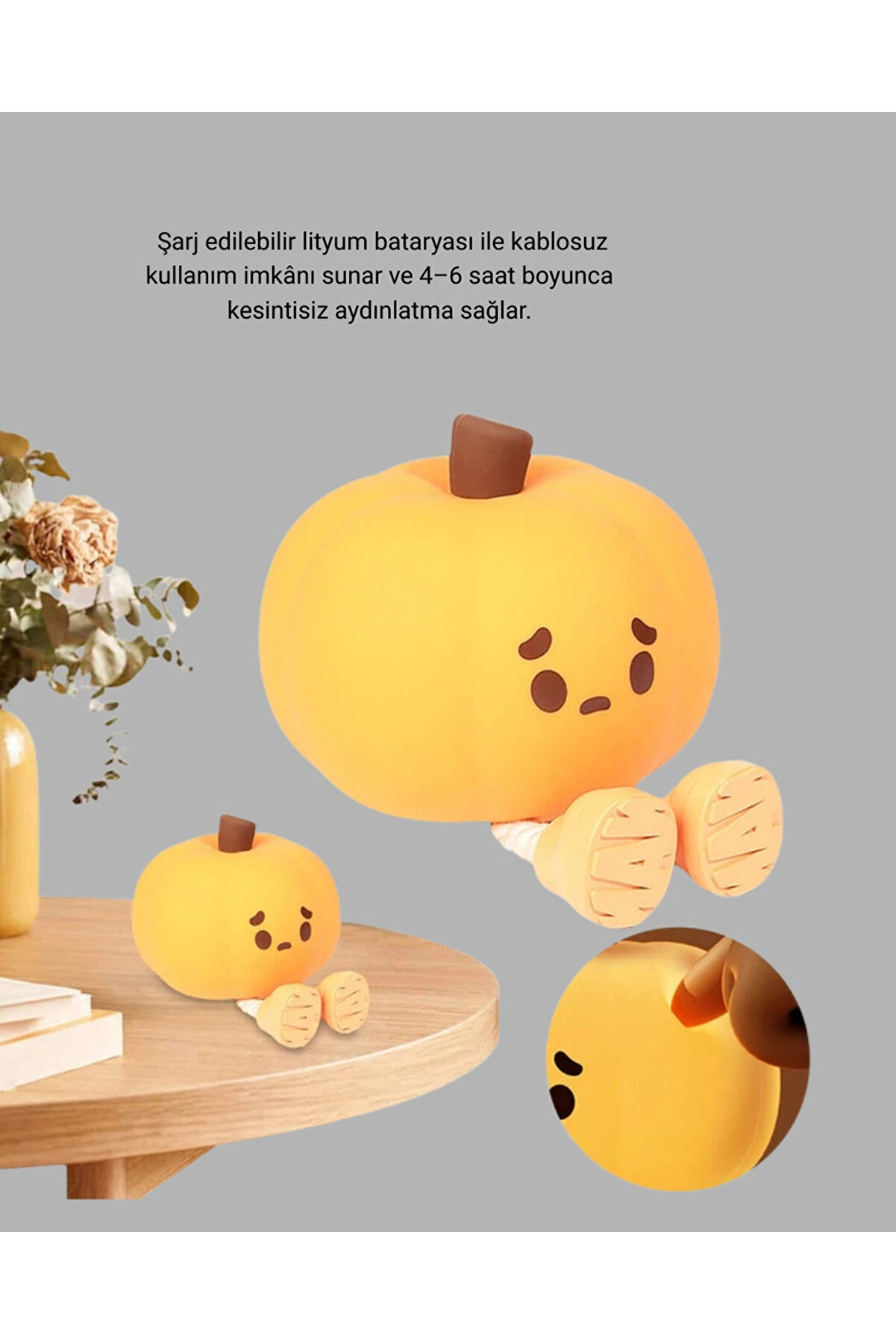 Buti̇k Pumpki̇n Led Ni̇ght Li̇ght Dokunmati̇k Şarjlı Si̇li̇kon Gece Lambası