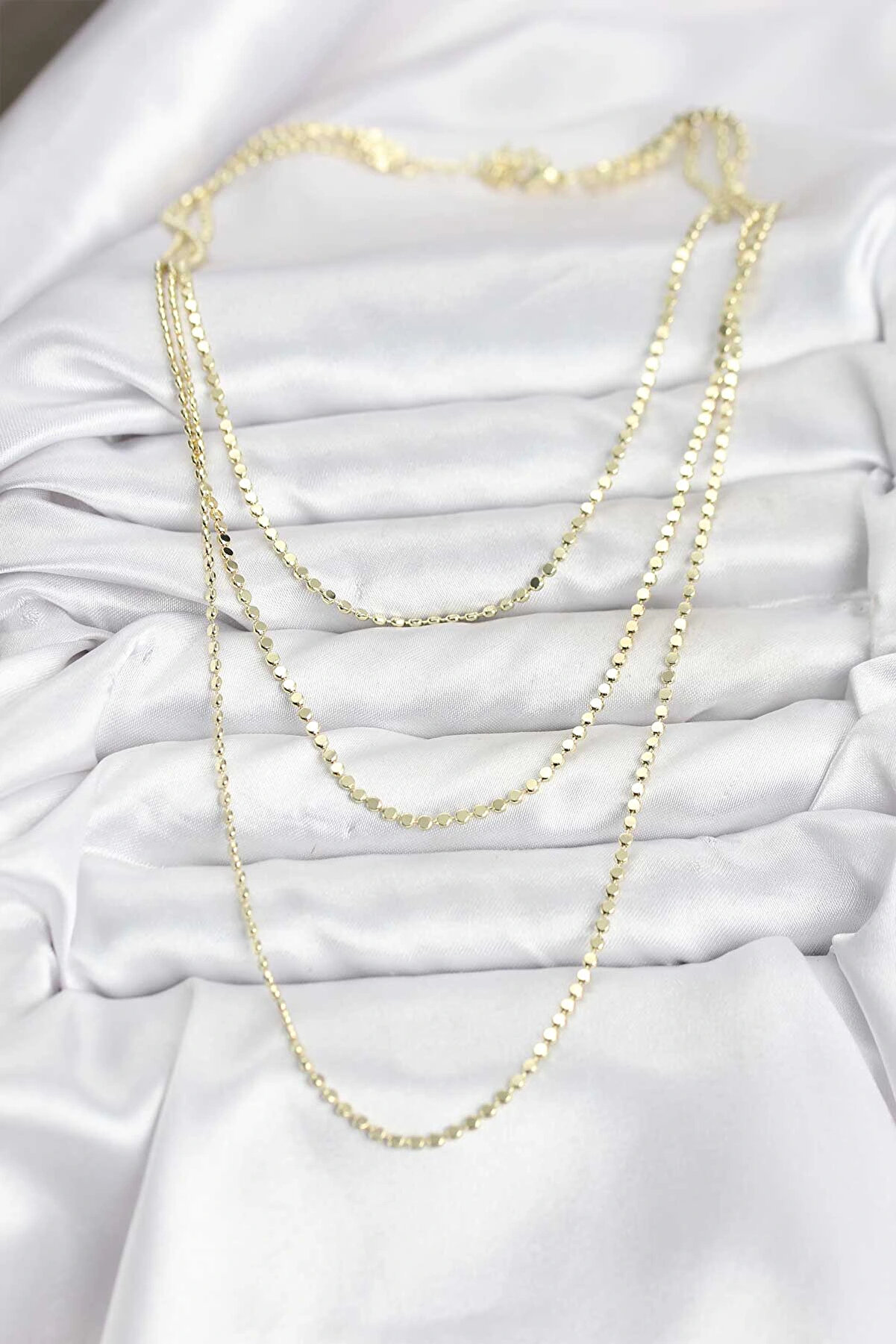 Buti̇k 316L &Ccedil;eli̇k Zi̇nci̇r Gold Renk Ezme Zi̇nci̇r Model 3 L&uuml; Kadın Kolye