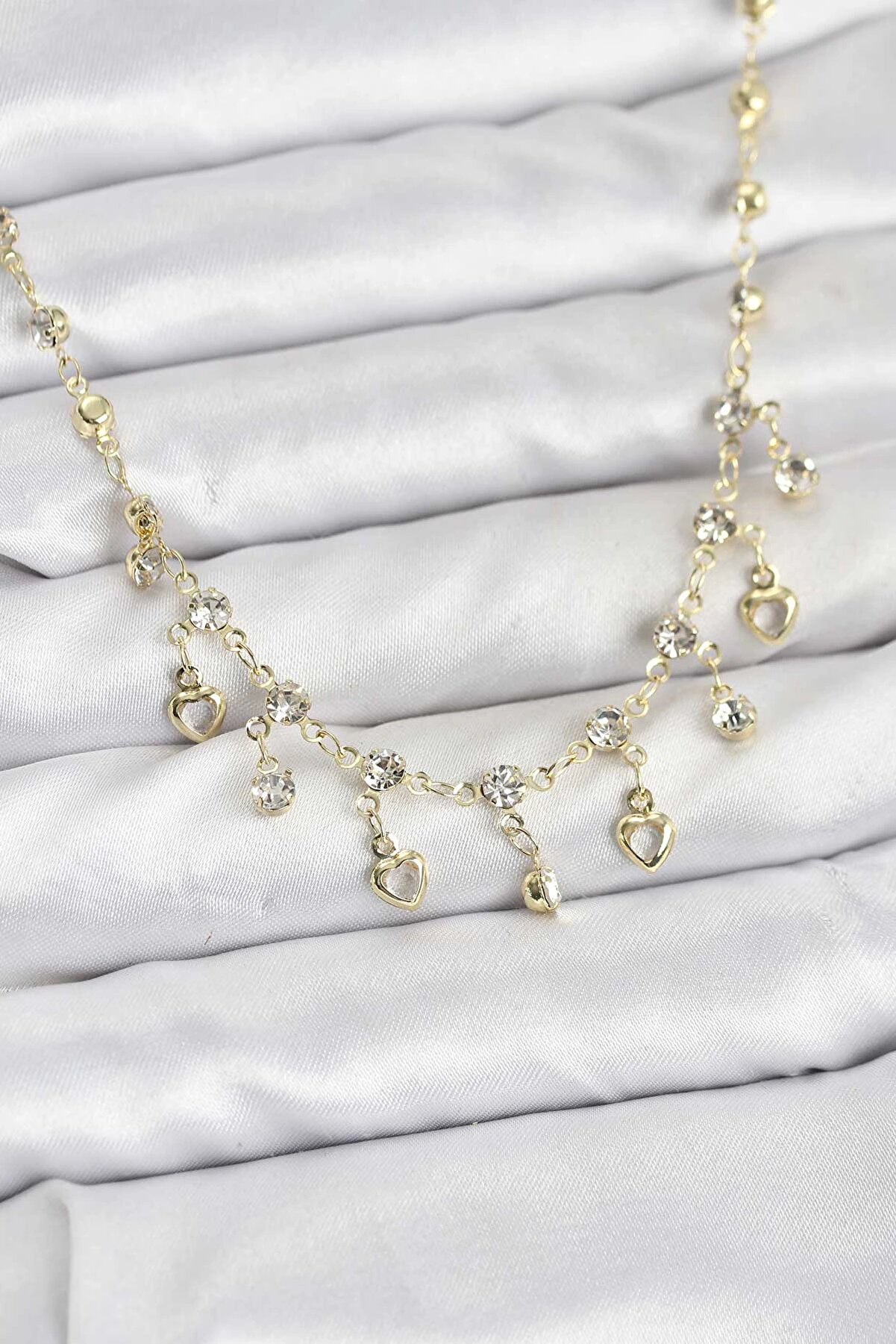 Buti̇k 316L &Ccedil;eli̇k Zi̇nci̇r Gold Renk Zi̇rkon Taşlı Kadın Kolye