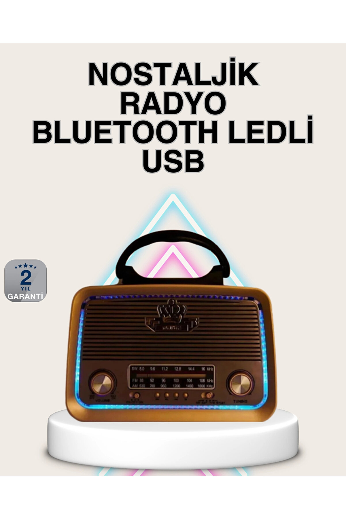 Buti̇k Ahşap Nostalji̇k Radyo Bluetooth Usb Sd Kart Destekli̇