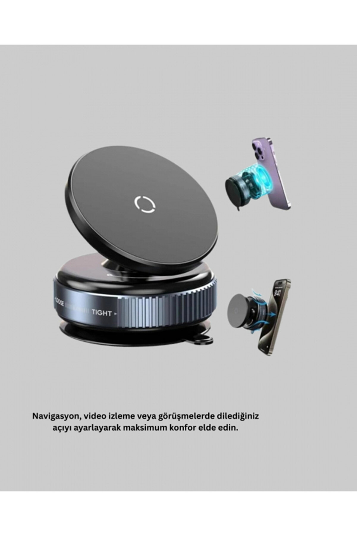 Selfbuysell Evrensel Manyeti̇k Ara&ccedil; Telefon Tutucu 360&deg; D&ouml;ner Başlık