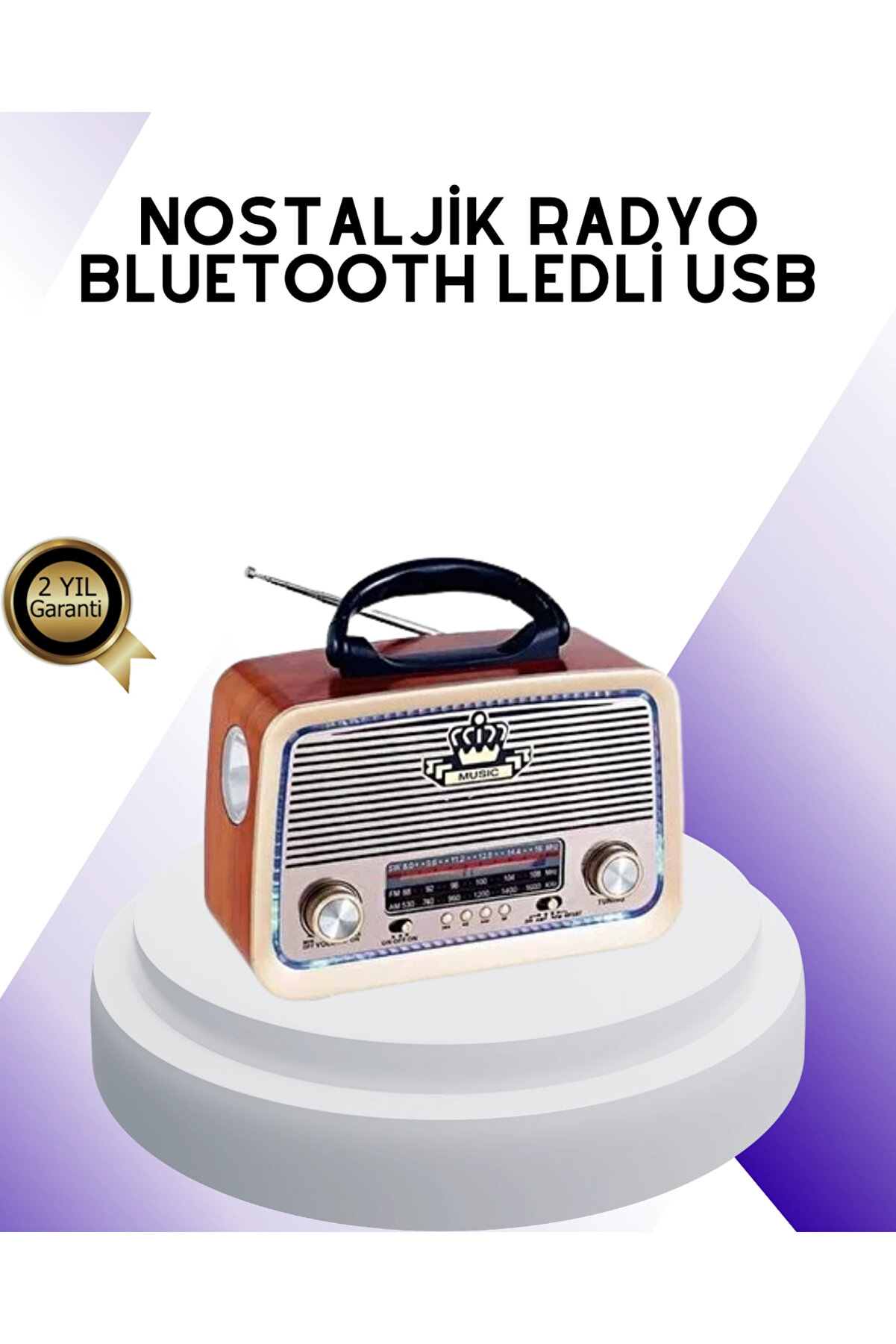Buti̇k Nostalji̇ Bluetooth Radyo Fm Am Sw Ahşap Eski̇tme Tasarım