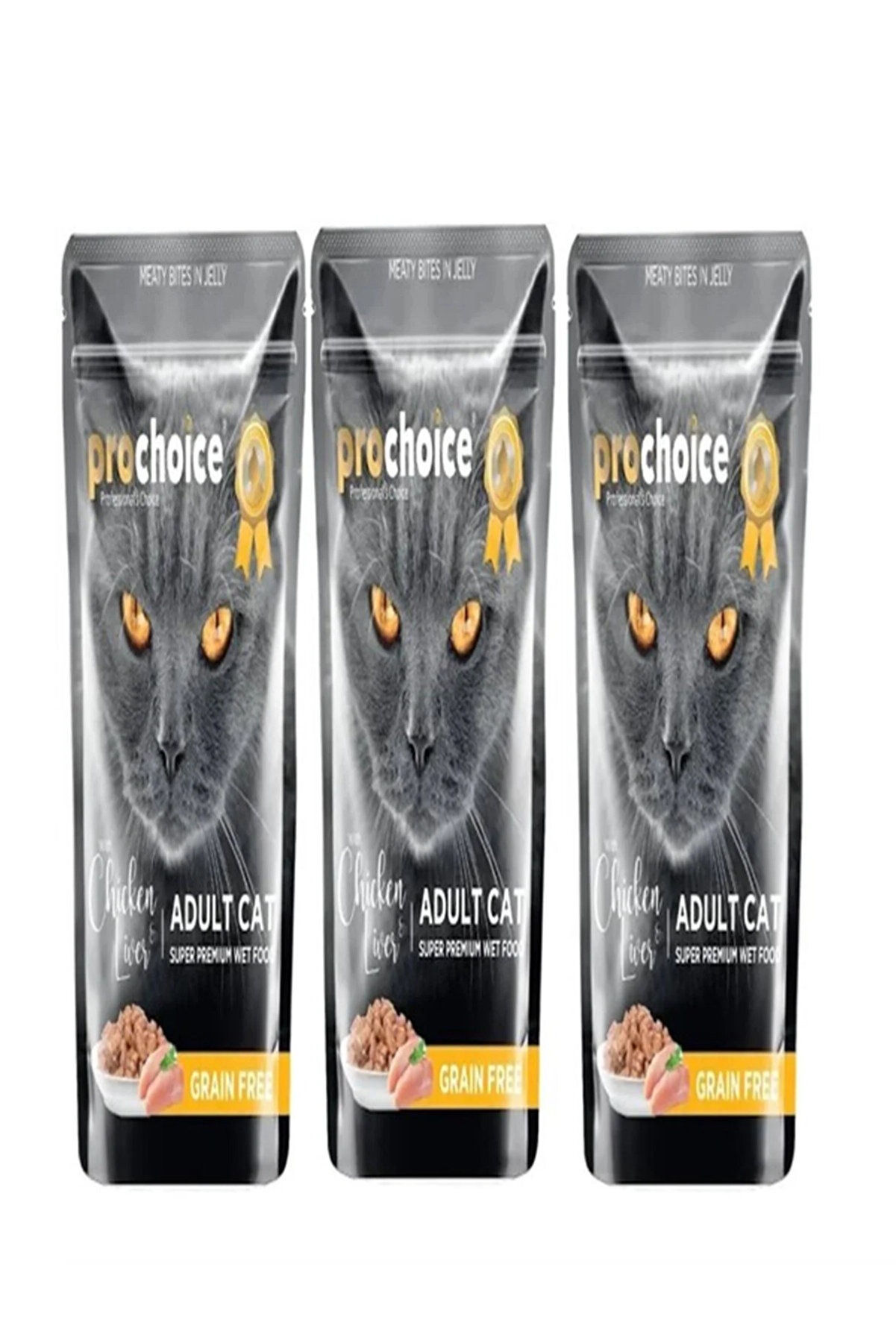 Yıldem Yeti̇şki̇n Kedi̇ler İ&ccedil;i̇n,Tahılsız,J&ouml;le İ&ccedil;i̇nde Tavuk Ve Ci̇ğer Par&ccedil;a Etli̇ Yaş Mama 85 Gr X3 Adet