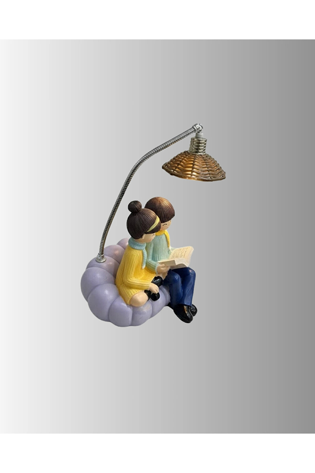 Buti̇k Sevgi̇li̇ye &Ouml;zel &Ccedil;i̇ft Fi̇g&uuml;rl&uuml; Led Masa Lambası Okuyan &Ccedil;i̇ft Tasarım