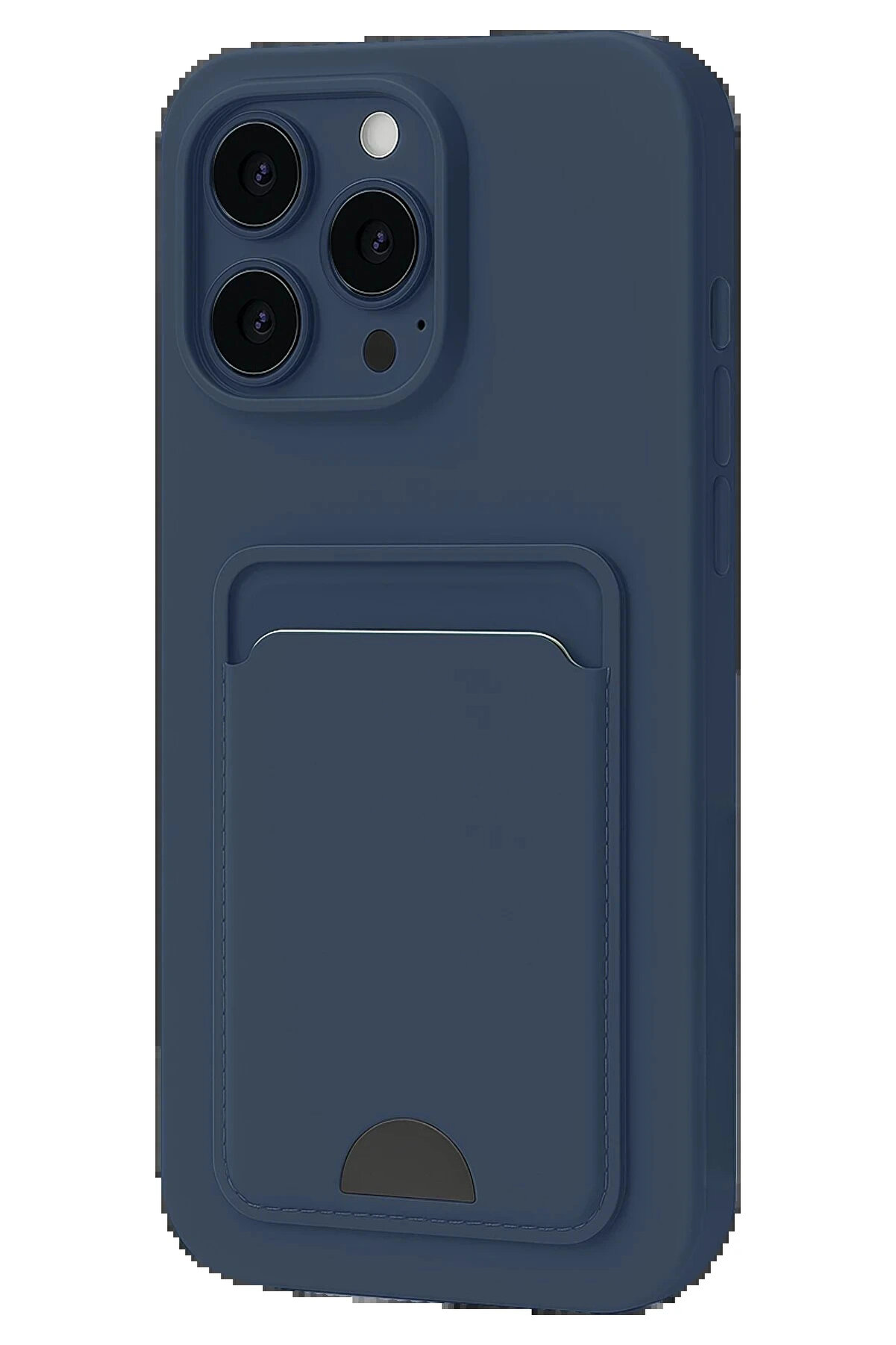 Buti̇k İphone 16 Pro Kılıf Kelvi̇n Kartvi̇zi̇tli̇ Si̇li̇kon - Laci̇vert-(5796)