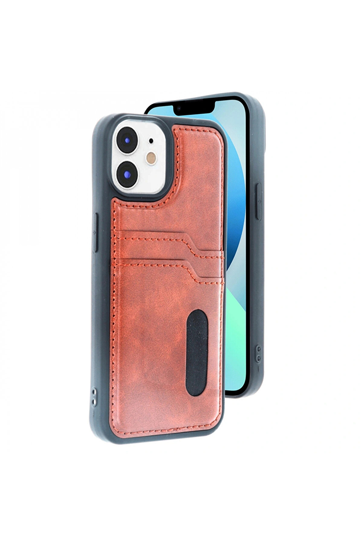 Byhodi̇ İphone 11 Kılıf Sara Kartvi̇zi̇tli̇ Deri̇ Kılıf - Taba