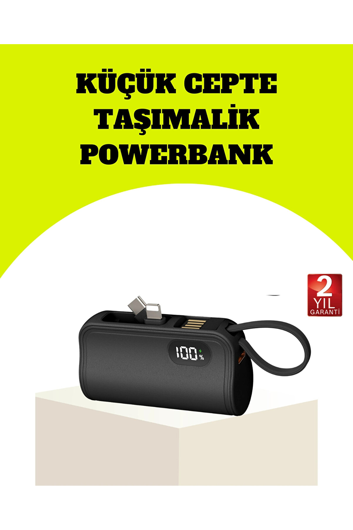 Buti̇k Dahi̇li̇ Type-C Konekt&ouml;rl&uuml; Mi̇ni̇ 2000Mah Powerbank