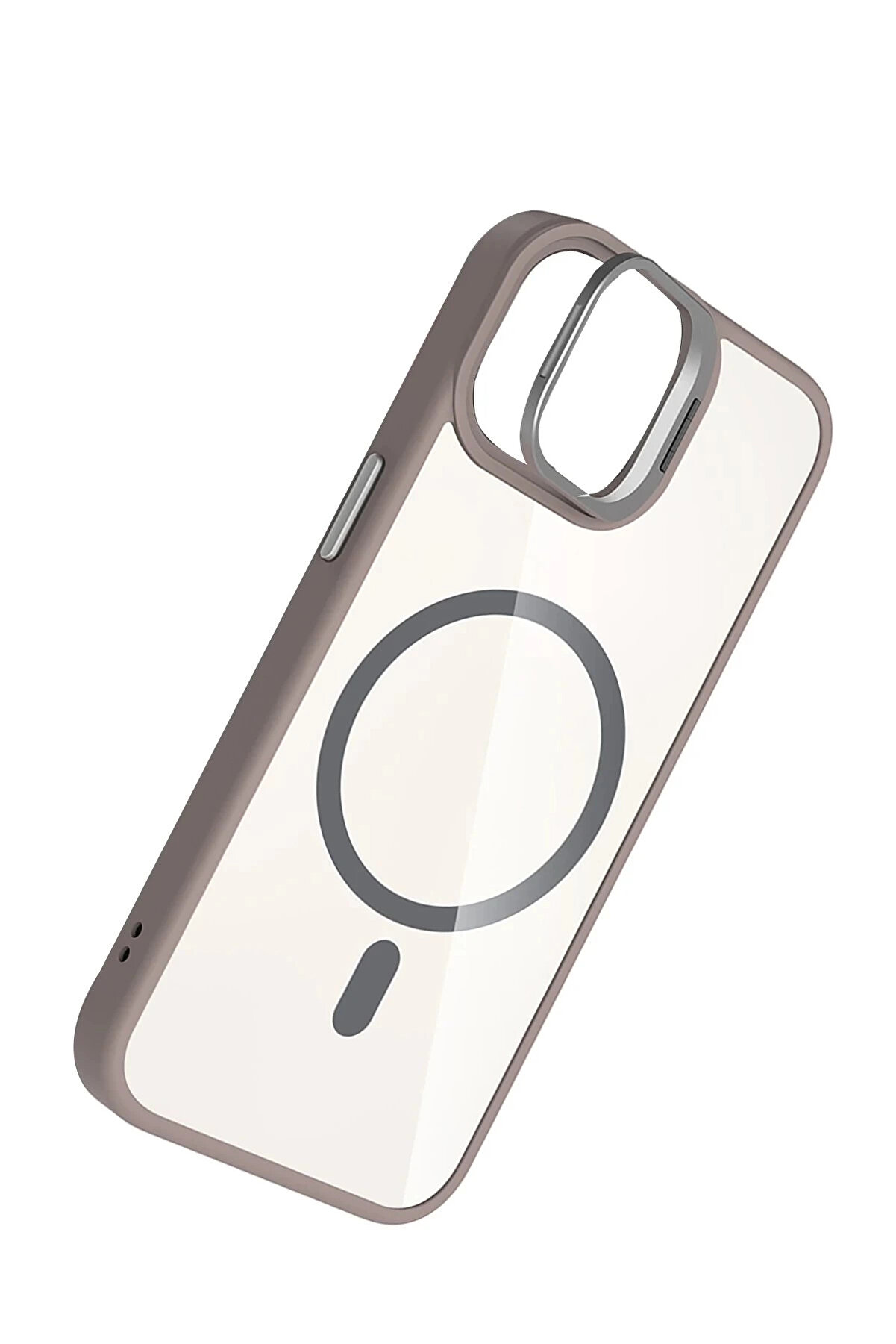 Buti̇k Apple İphone 11 Remi̇m Lensli̇ Magsafe Standlı Kapak - Ti̇tan Gri̇-(5796)
