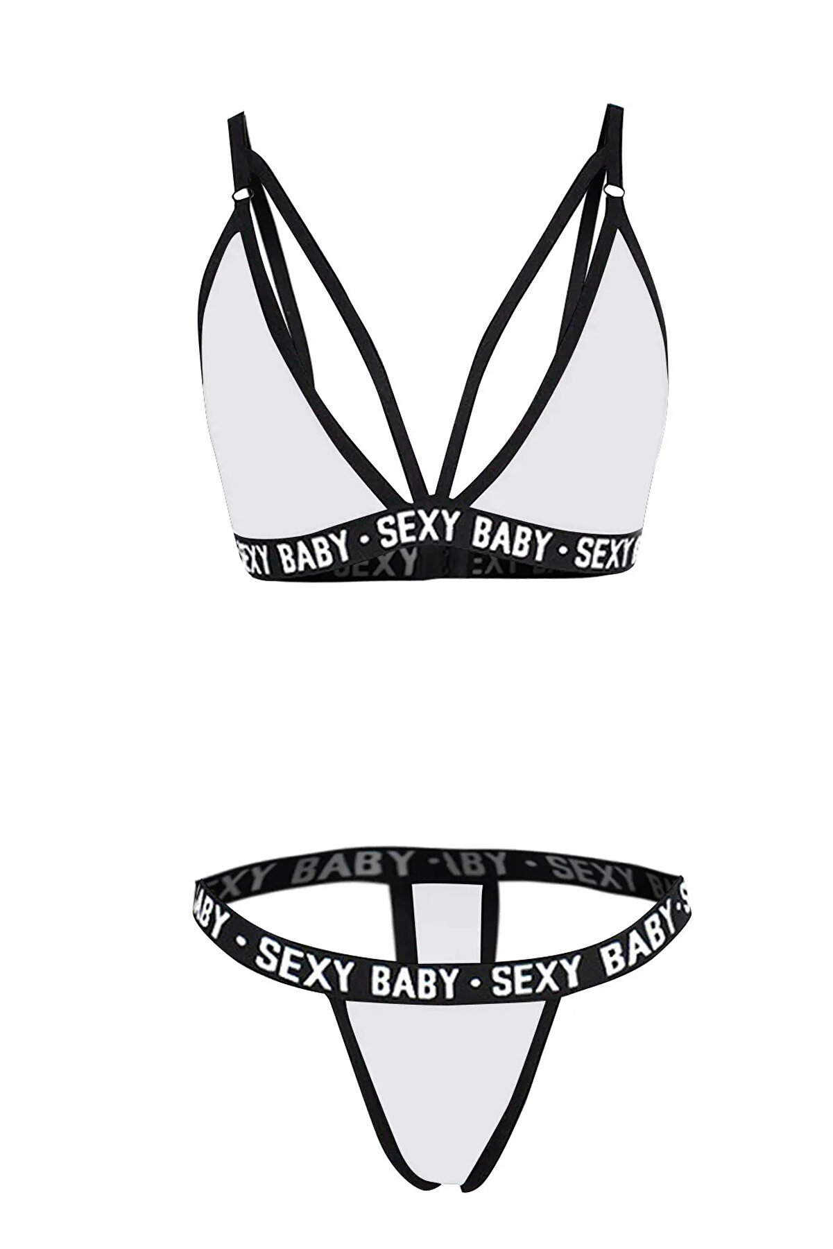 Fantasti̇k Store Kadın Beyaz Yazı Detaylı Ipli̇ S&uuml;tyen Takımı