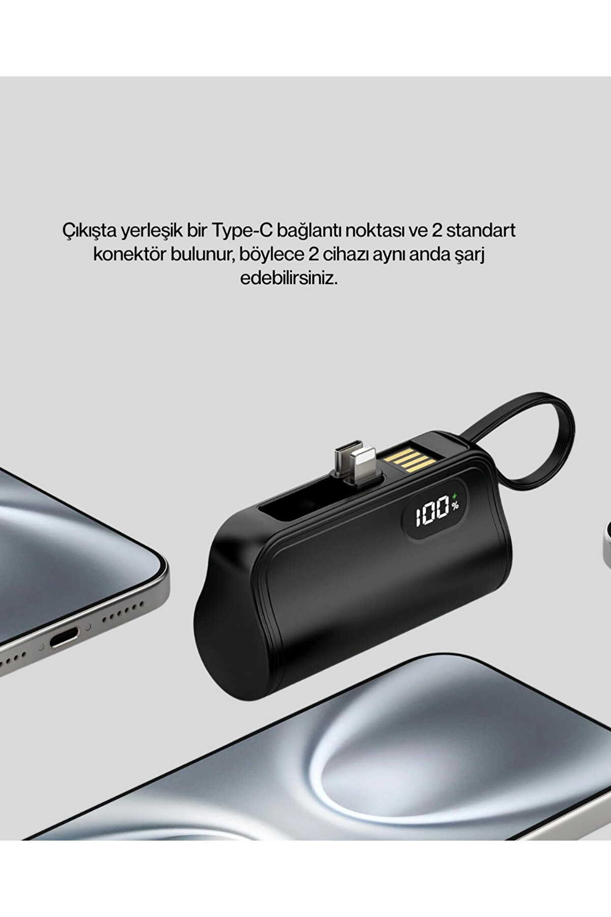 Buti̇k Led G&ouml;stergeli̇ 2000Mah Cep Ti̇pi̇ Hızlı Şarj Powerbank