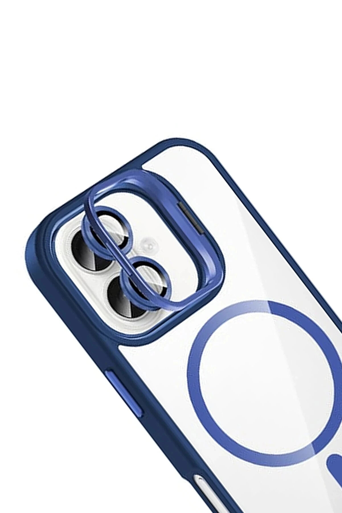 Buti̇k Apple İphone 17 Remi̇m Lensli̇ Magsafe Standlı Kapak - Laci̇vert-(5796)