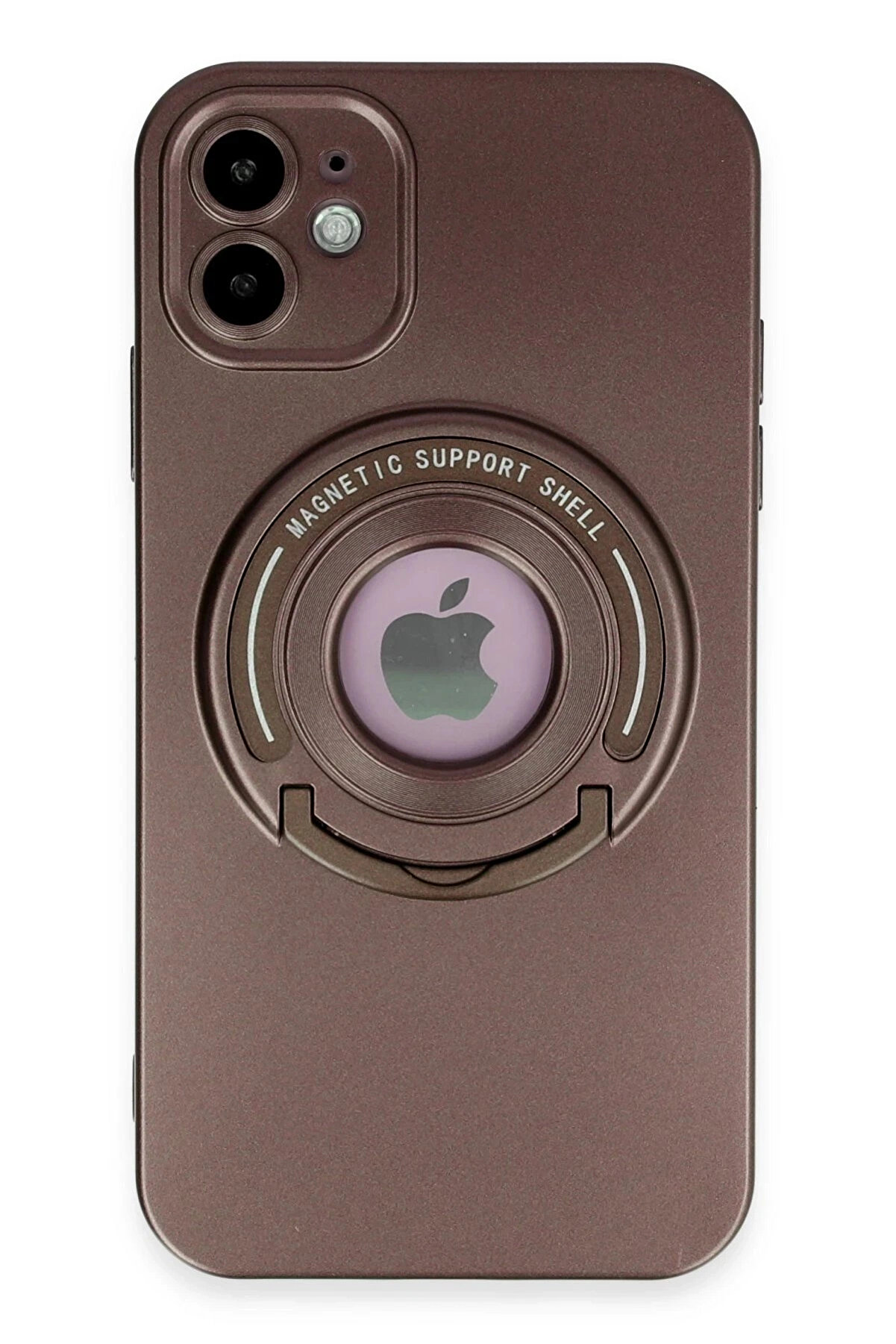 Buti̇k İphone 12 Kılıf Lukka Magneti̇csafe Kapak - Kahverengi̇-(5796)