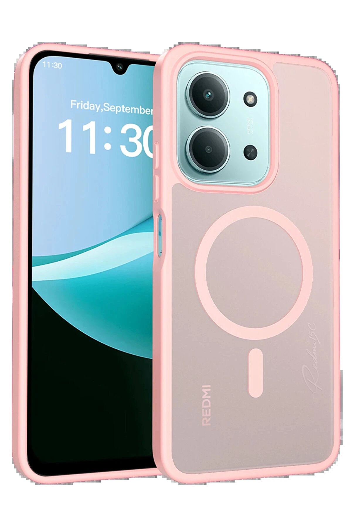 Buti̇k Xi̇aomi̇ Redmi̇ 15C 4G Jota Magsafe Kapak - Pudra-(5796)
