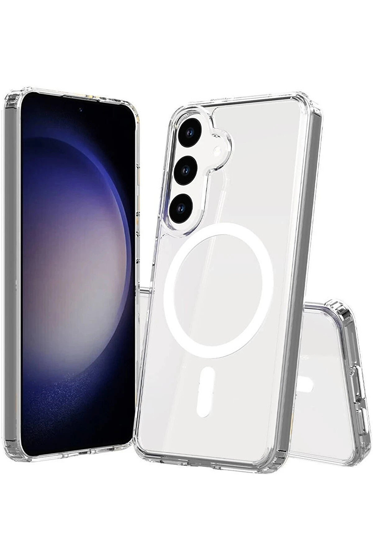 Buti̇k Samsung Galaxy S25 Fe Kılıf Magneti̇csafe Şeffaf Si̇li̇kon - Şeffaf-(5796)