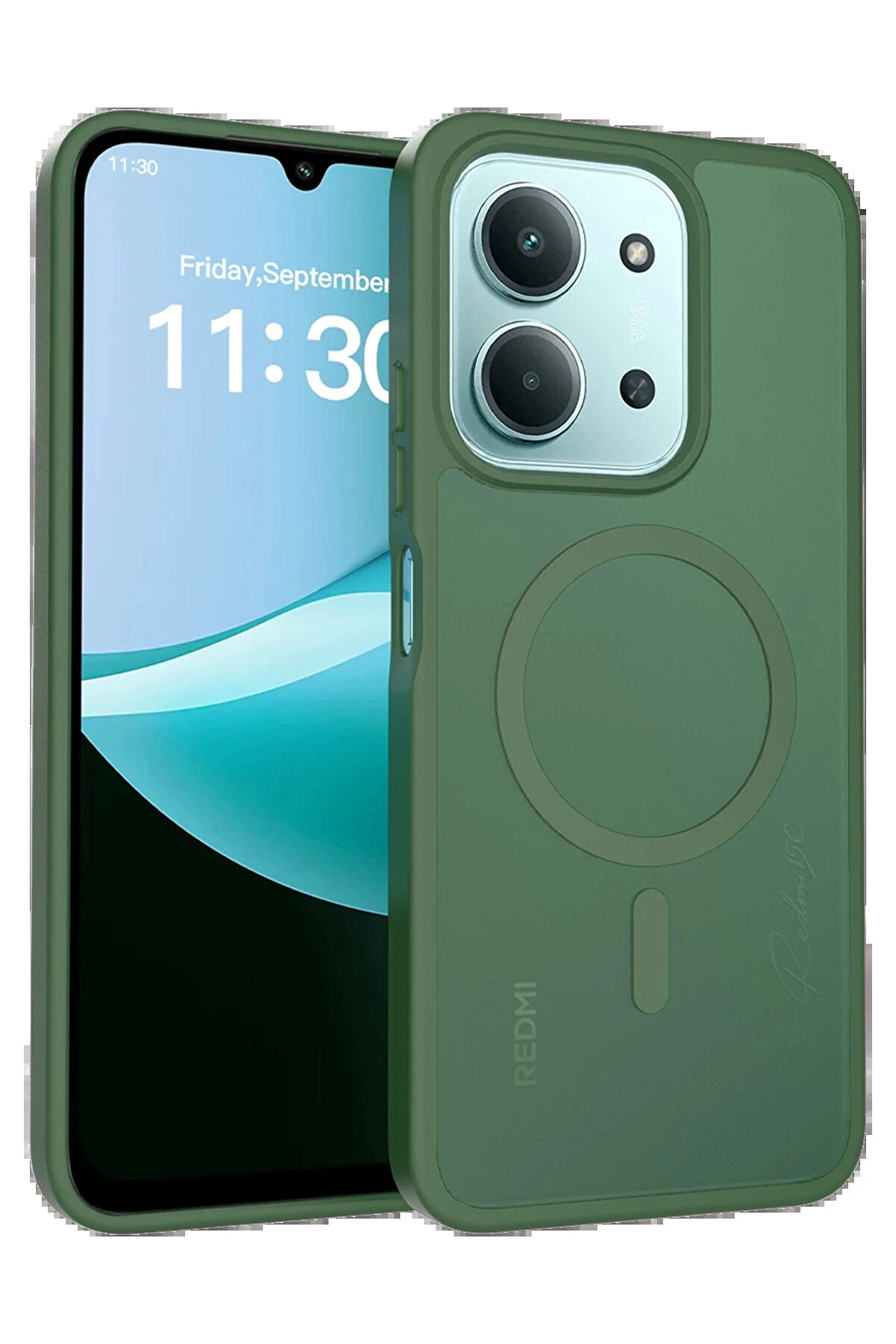 Buti̇k Xi̇aomi̇ Redmi̇ 15C 4G Jota Magsafe Kapak - Koyu Yeşi̇l-(5796)