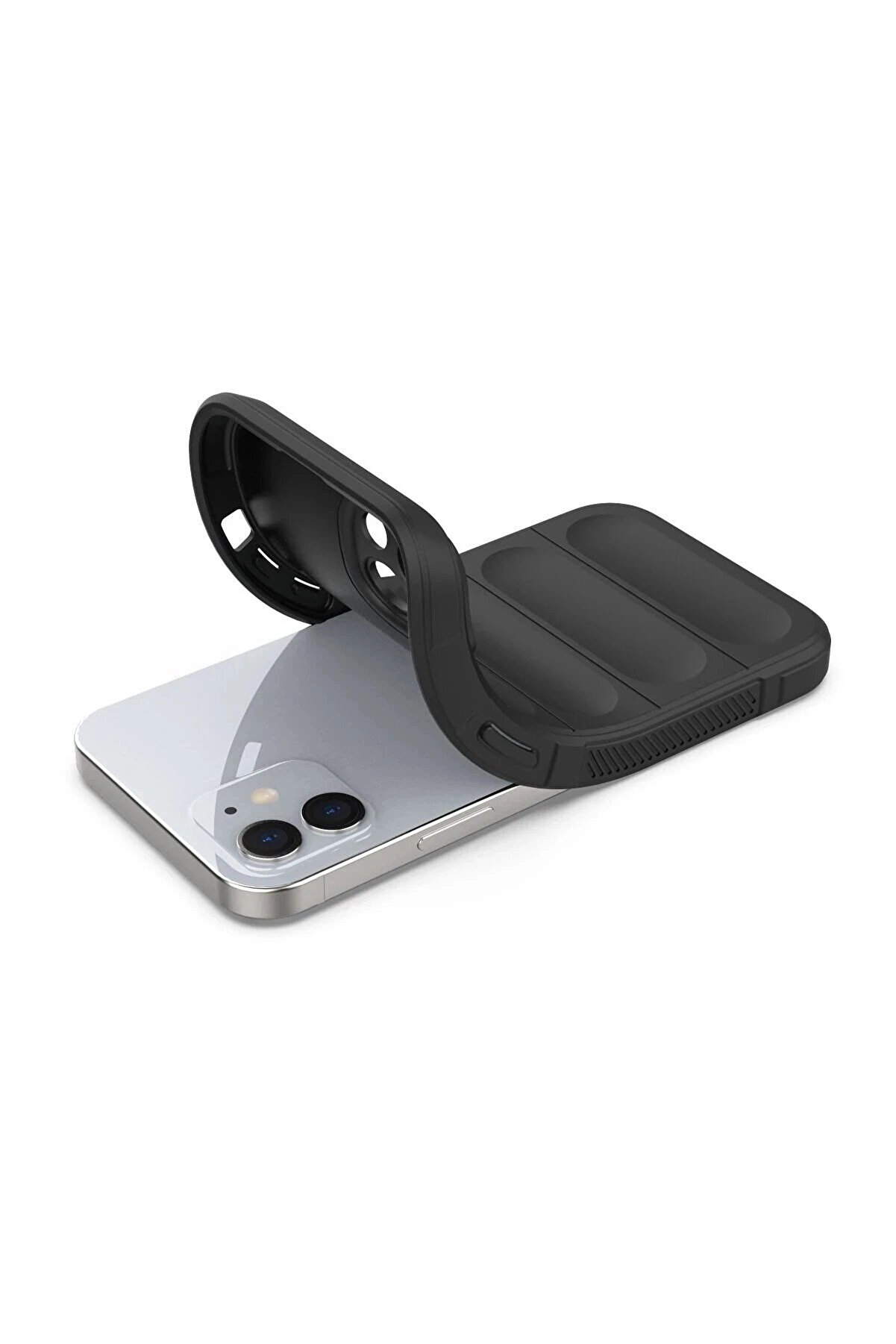 Buti̇k İphone 12 Kılıf Opti̇mum Si̇li̇kon - Si̇yah-(5796)