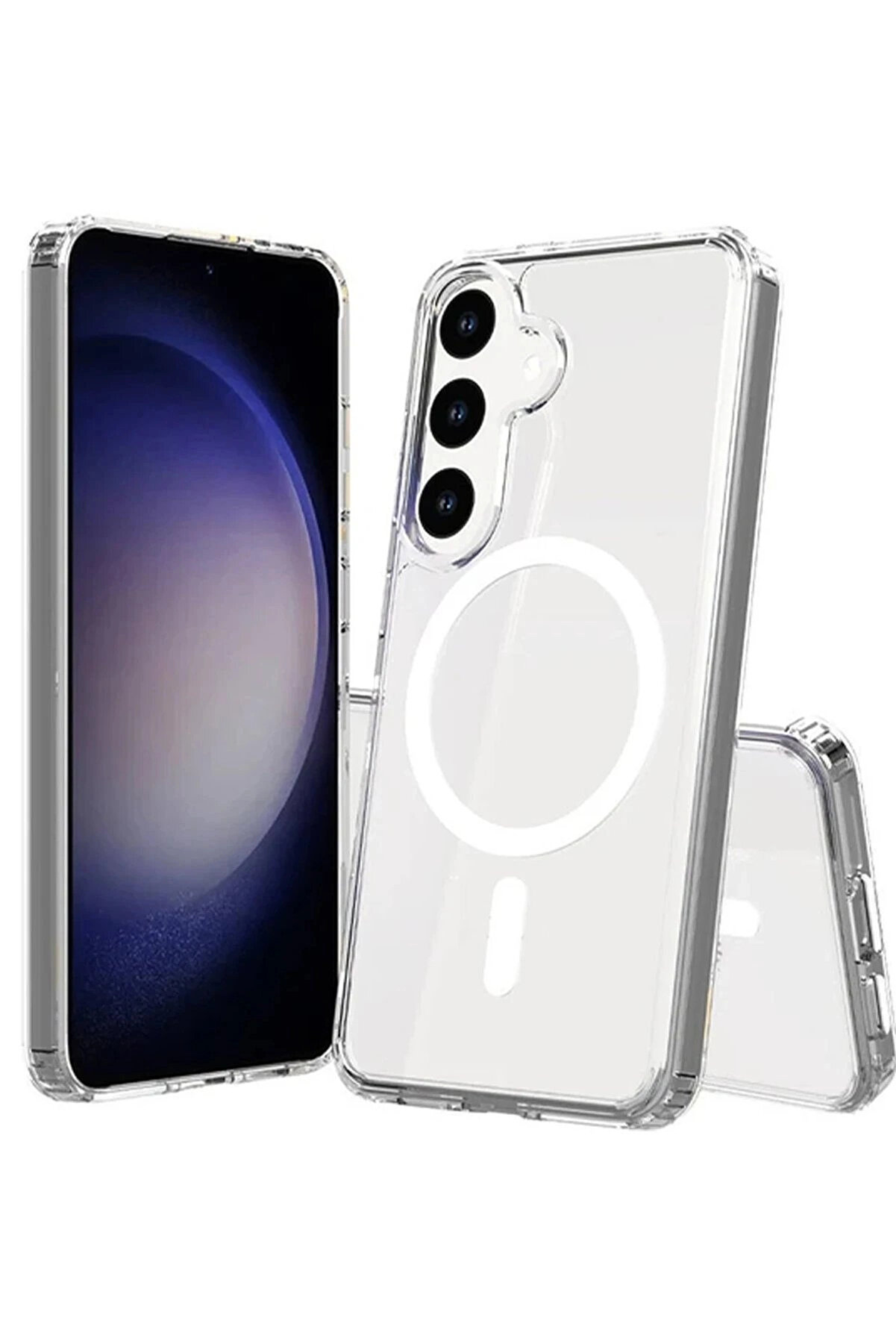 Buti̇k Samsung Galaxy S24 Plus Kılıf Magneti̇csafe Şeffaf Si̇li̇kon - Şeffaf-(5796)