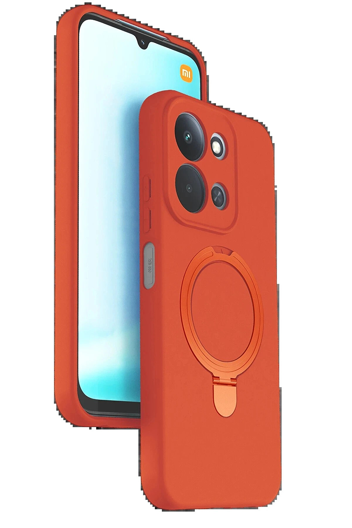 Buti̇k Xi̇aomi̇ Redmi̇ 15C 4G Regal Magsafe Standlı Kapak - Turuncu-(5796)
