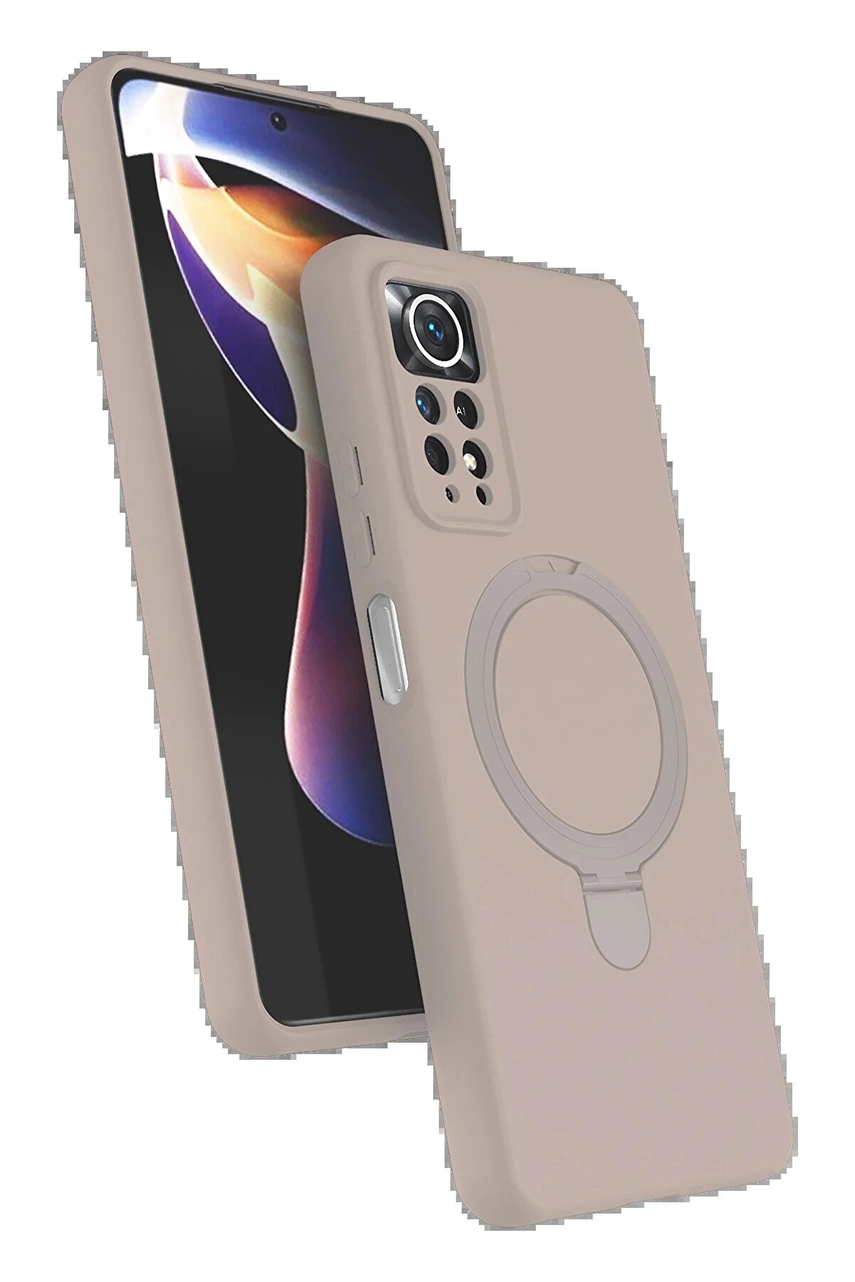 Buti̇k Xi̇aomi̇ Redmi̇ Note 12 Pro 4G Regal Magsafe Standlı Kapak - &Ccedil;&ouml;l Ti̇tanyum-(5796)