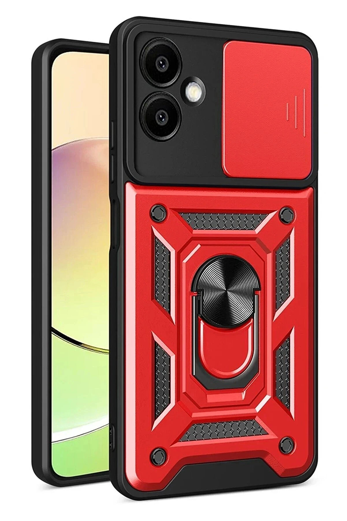 Buti̇k Samsung Galaxy A07 4G Pars Lens Y&uuml;z&uuml;kl&uuml; Si̇li̇kon - Kırmızı-(5796)