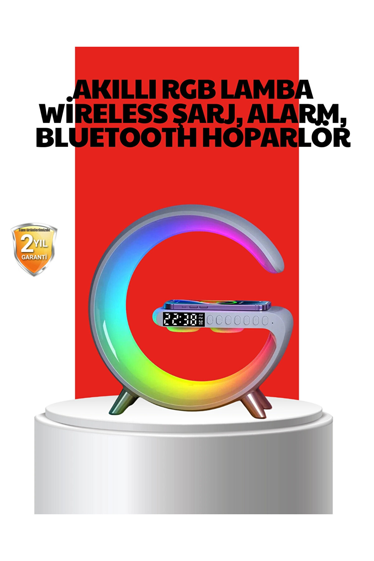 Buti̇k Kablosuz Şarjlı Atmosfer Lambası Bluetooth Hoparl&ouml;r Ve Akıllı Alarm &Ouml;zelli̇kli̇
