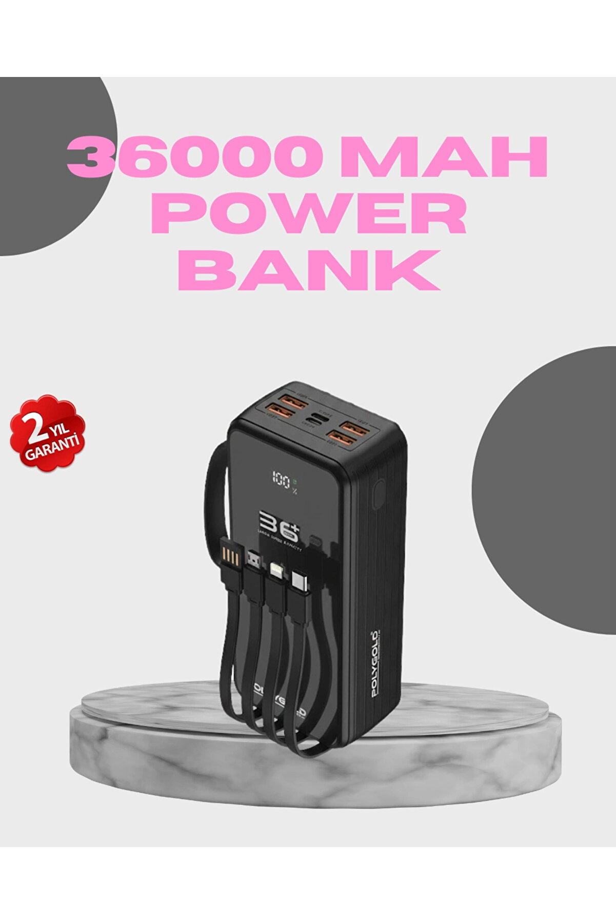 Buti̇k Y&uuml;ksek Kapasi̇teli̇ Powerbank Hızlı Şarj Ve Kablosuz Destekli̇