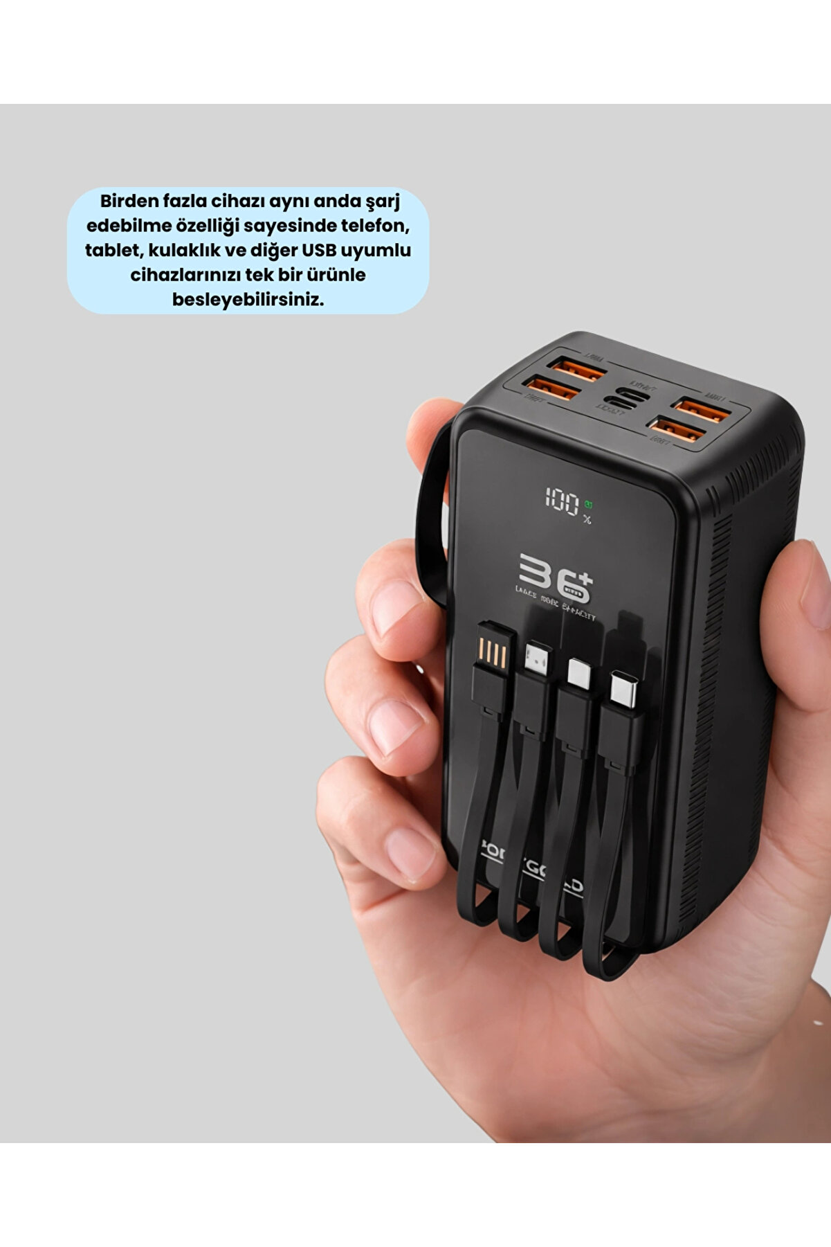 Buti̇k Y&uuml;ksek Kapasi̇teli̇ Powerbank Hızlı Şarj Ve Kablosuz Destekli̇