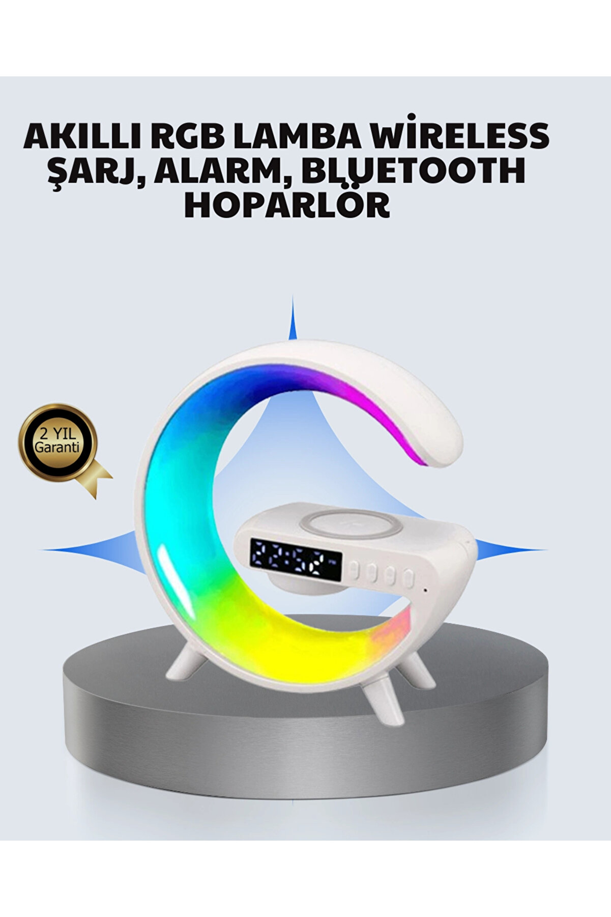 Buti̇k Başucu İ&ccedil;i̇n Tasarlanmış Kablosuz Şarjlı Gece Lambası Ve Bluetooth Ses Si̇stemi̇