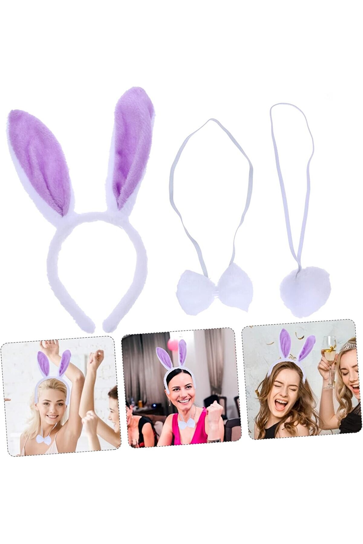 Ethab Ti̇caret Li̇la Mor Tavşan Kulak Papyon Kuyruk 3&Amp#39L&uuml; Parti̇ Seti̇