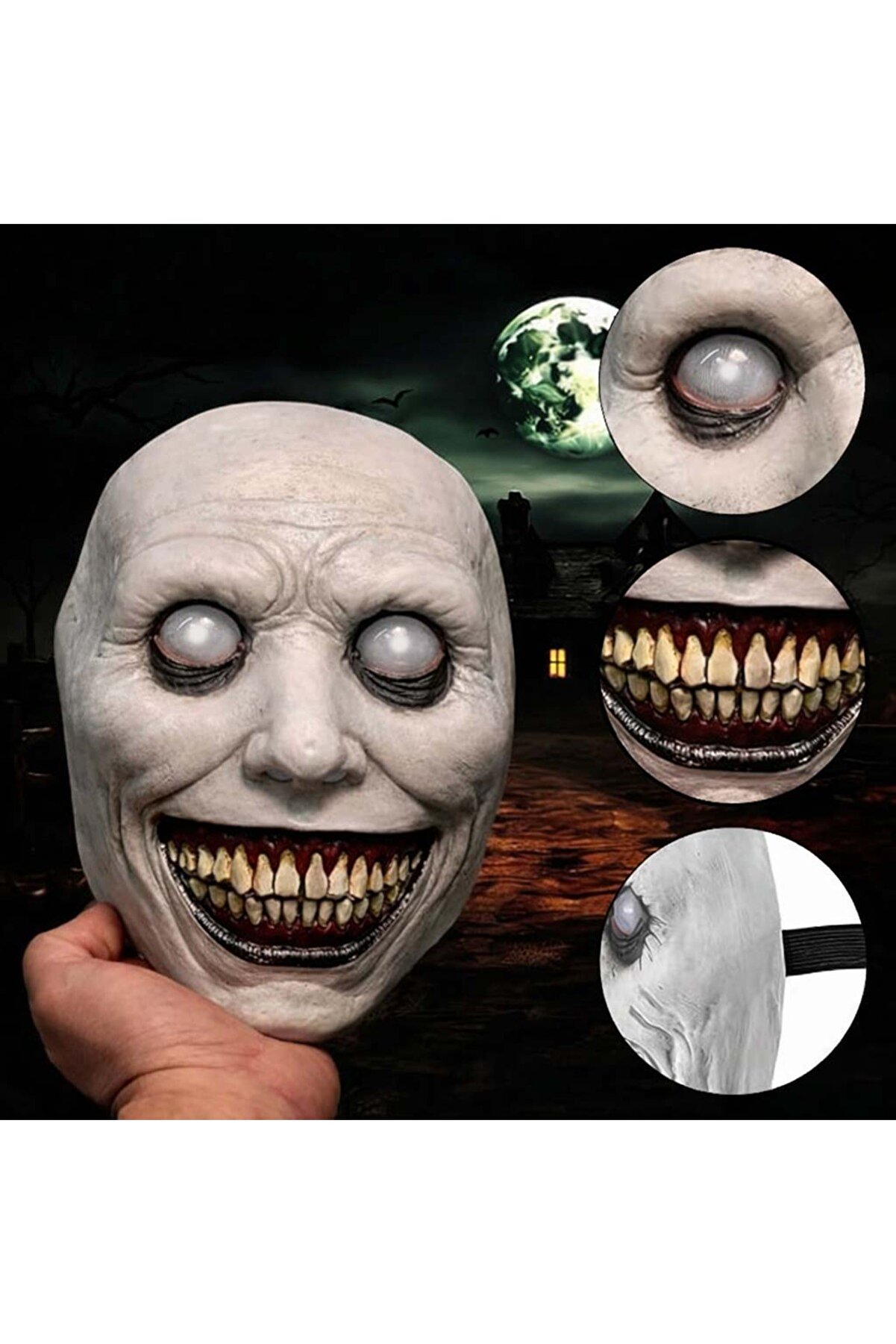 Ethab Ti̇caret Dehşet G&uuml;l&uuml;şl&uuml; Donuk G&ouml;z Efektli̇ Korku Maskesi̇ 22X18 Cm