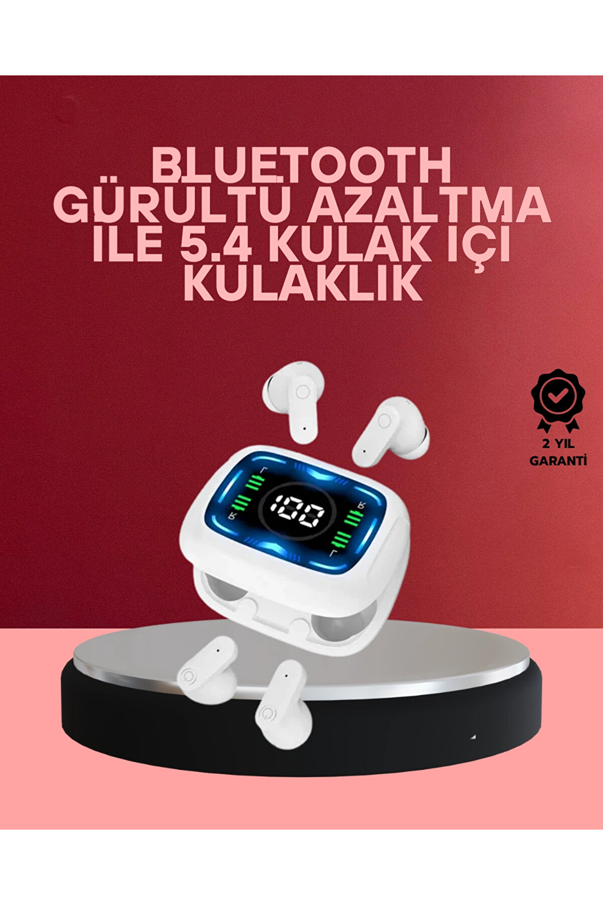 Buti̇k Led Ekranlı Şarj Kutulu Kablosuz Kulaklık Net Arama &Ouml;zelli̇kli̇