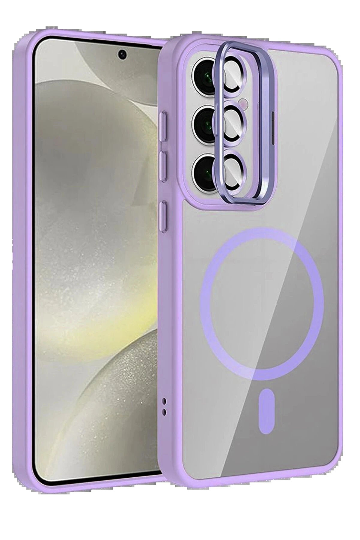 Buti̇k Samsung Galaxy S25 Fe Remi̇m Lensli̇ Magsafe Standlı Kapak - Li̇la-(5796)