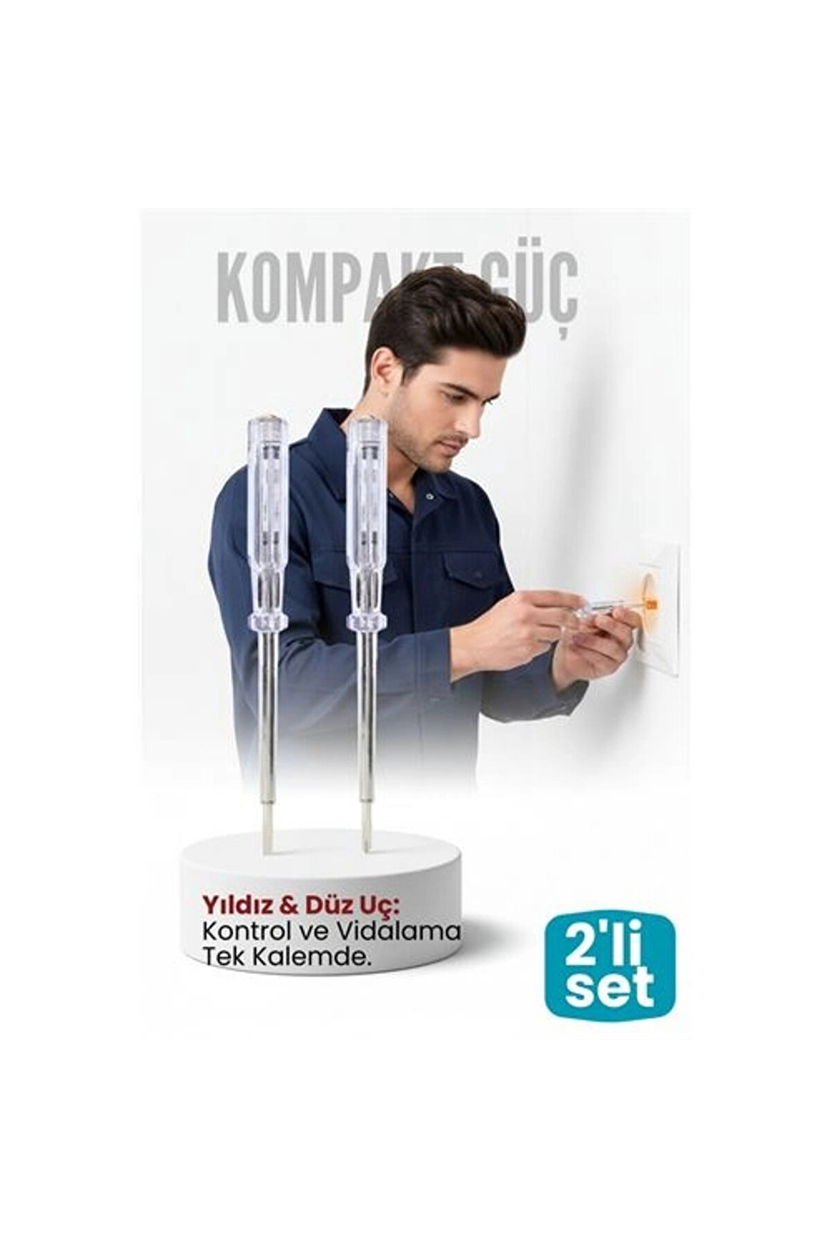 Buti̇k 2 Li̇ Set Elektri̇k Kontrol Kalemi̇ Tornavi̇da Yıldız D&uuml;z U&ccedil;lu