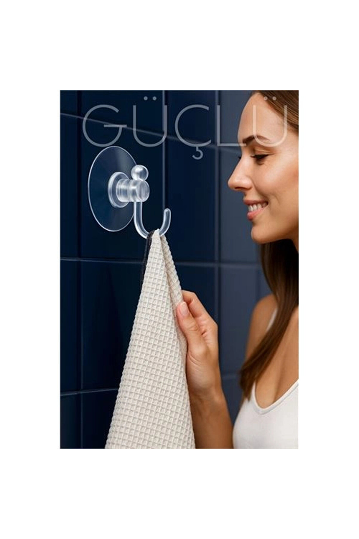 Buti̇k Şeffaf Askılı Vantuz Kanca | Banyo & Mutfak Duvar Askısı (4Cm) - 1.36Kg Taşıma