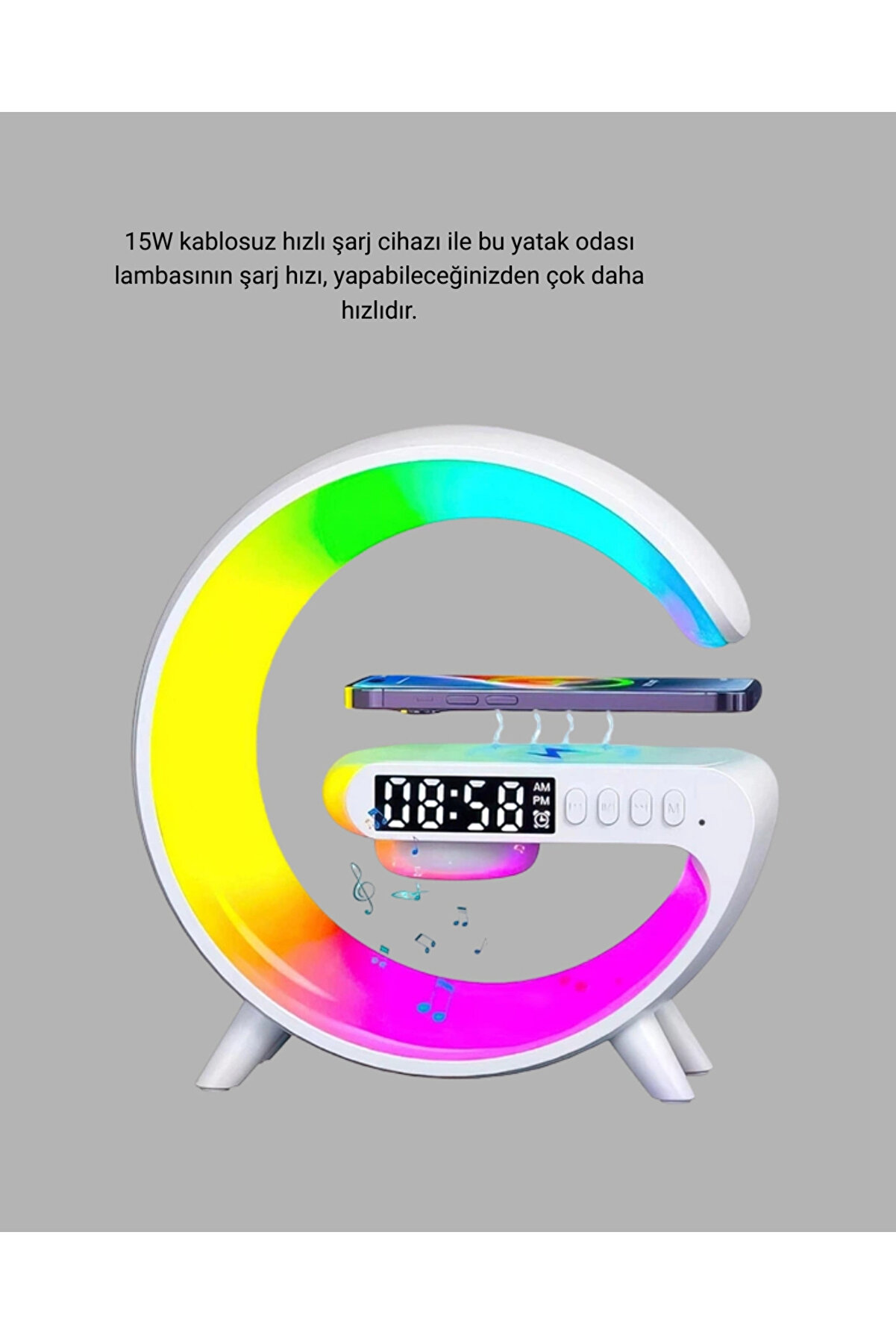 Buti̇k Başucu İ&ccedil;i̇n Tasarlanmış Kablosuz Şarjlı Gece Lambası Ve Bluetooth Ses Si̇stemi̇