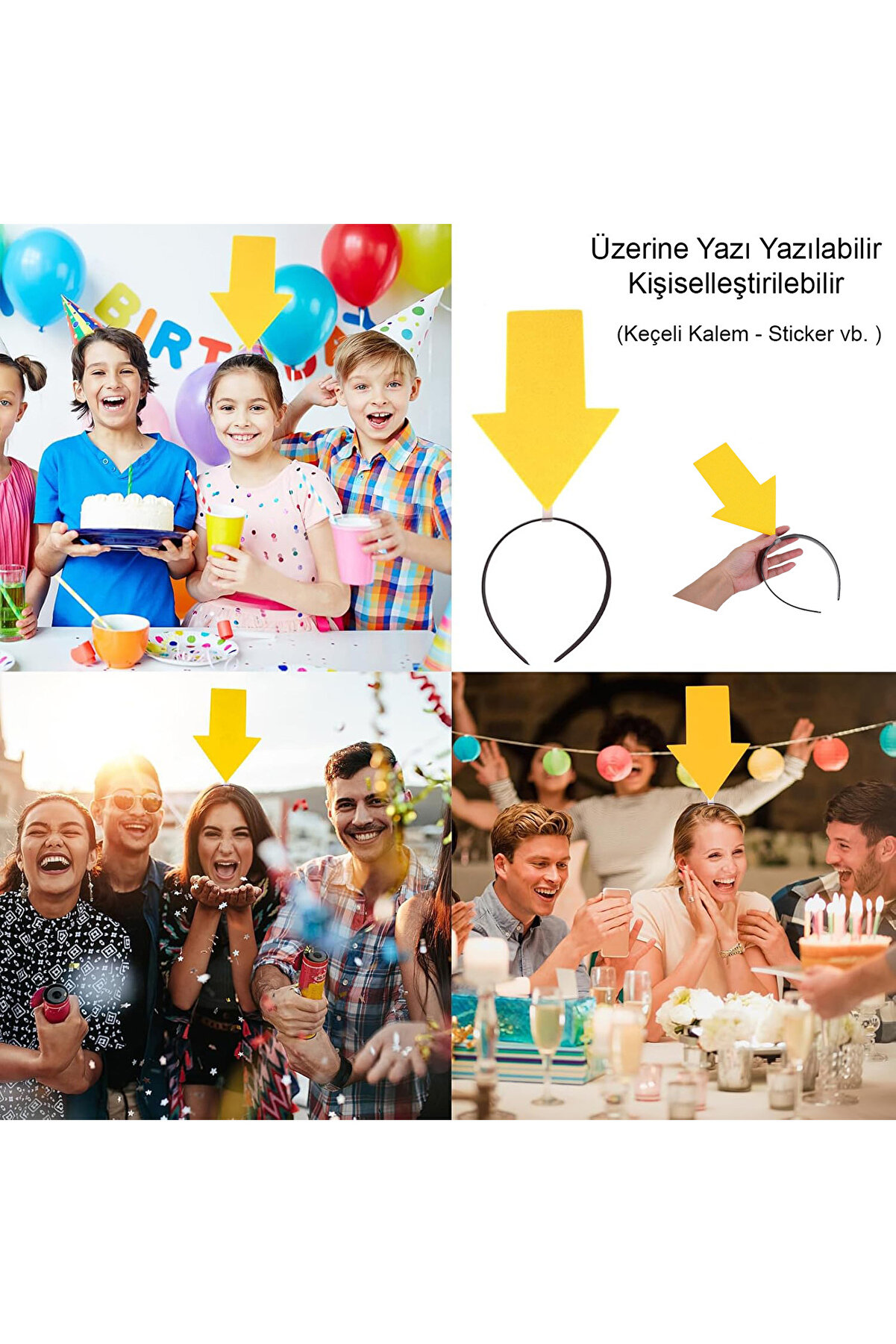 Ethab Ti̇caret Ki̇şi̇selleşti̇ri̇lebi̇li̇r Ok Ta&ccedil; &ndash; &Uuml;zeri̇ne Yazı Yazılabi̇len Parti̇ Tacı Sarı Renk