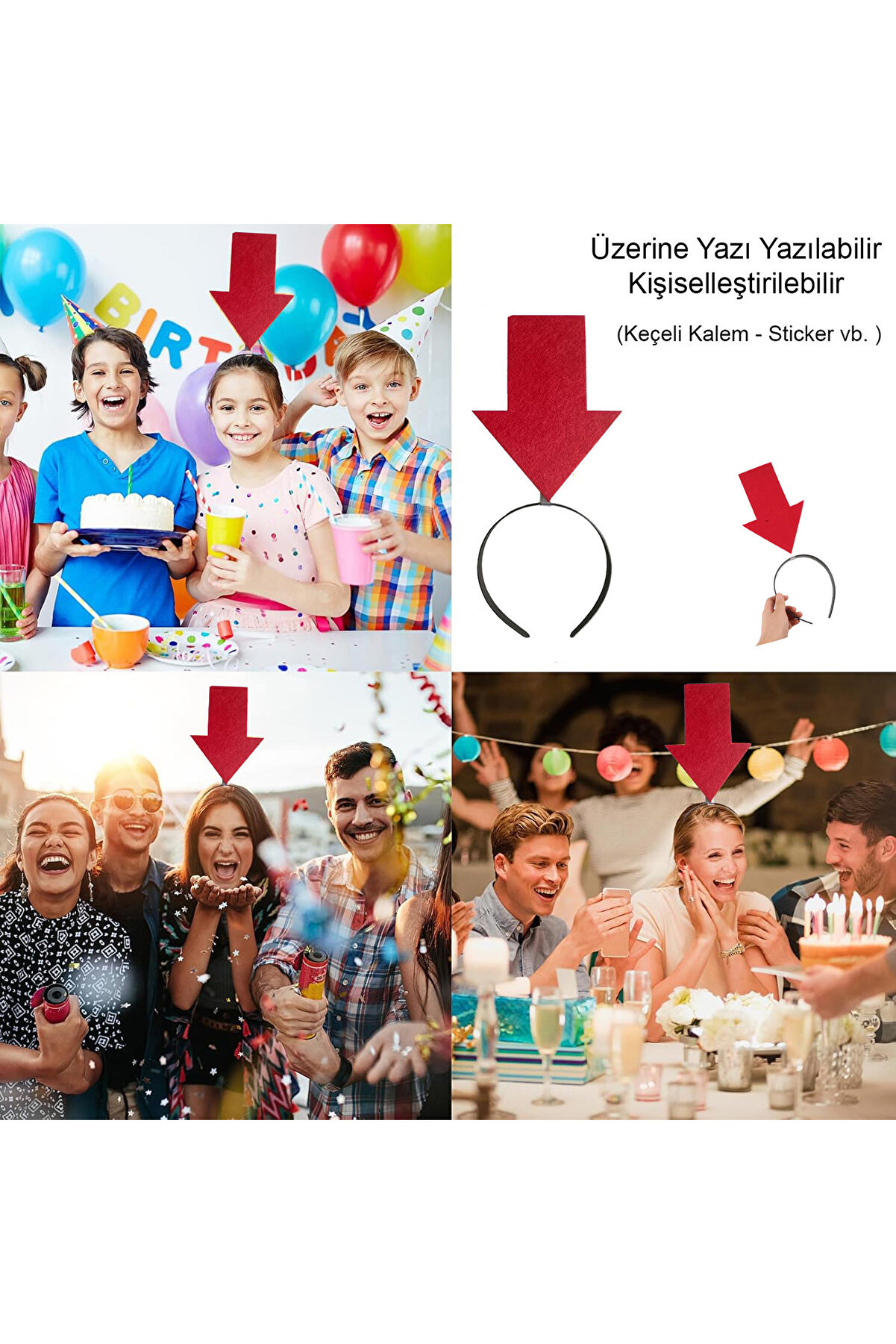 Ethab Ti̇caret Ki̇şi̇selleşti̇ri̇lebi̇li̇r Ok Ta&ccedil; &ndash; &Uuml;zeri̇ne Yazı Yazılabi̇len Parti̇ Tacı Kırmızı Renk