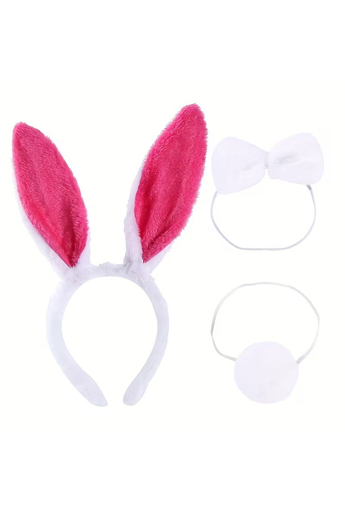 Ethab Ti̇caret Fuşya Pembe Tavşan Kulak Papyon Kuyruk 3&Amp#39L&uuml; Parti̇ Seti̇