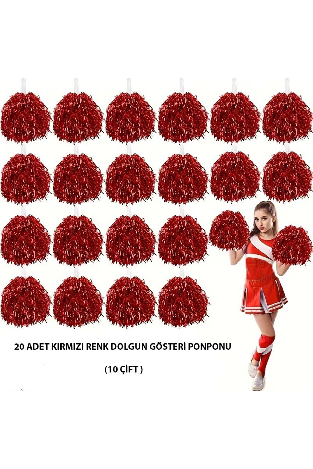 Ethab Ti̇caret 10 &Ccedil;i̇ft ( 20 Adet ) Kırmızı Renk 23 Ni̇san 19 Mayıs 29 Eki̇m Okul G&ouml;steri̇ Ponponları