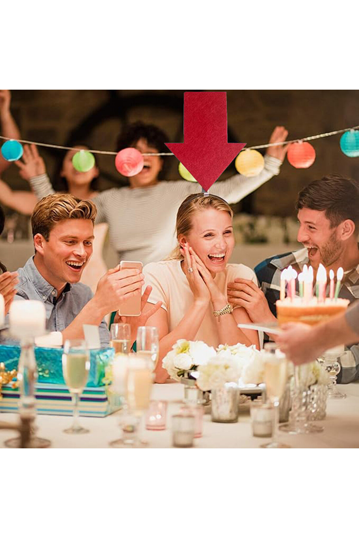 Ethab Ti̇caret Ki̇şi̇selleşti̇ri̇lebi̇li̇r Ok Ta&ccedil; &ndash; &Uuml;zeri̇ne Yazı Yazılabi̇len Parti̇ Tacı Kırmızı Renk