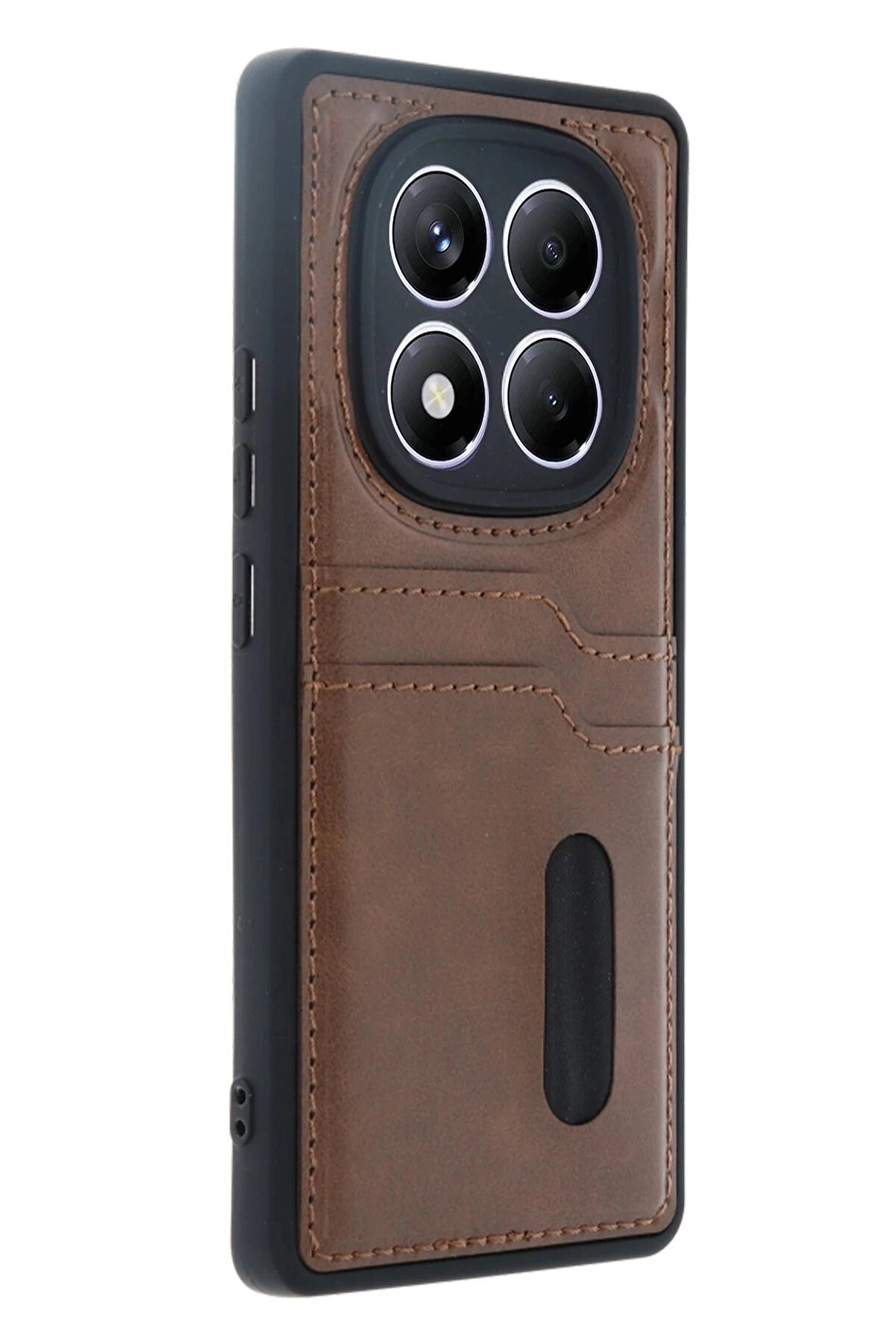 Buti̇k Xi̇aomi̇ Redmi̇ Note 14 Pro 4G Kılıf Sara Kartvi̇zi̇tli̇ Deri̇ Kılıf - Taba-(5796)