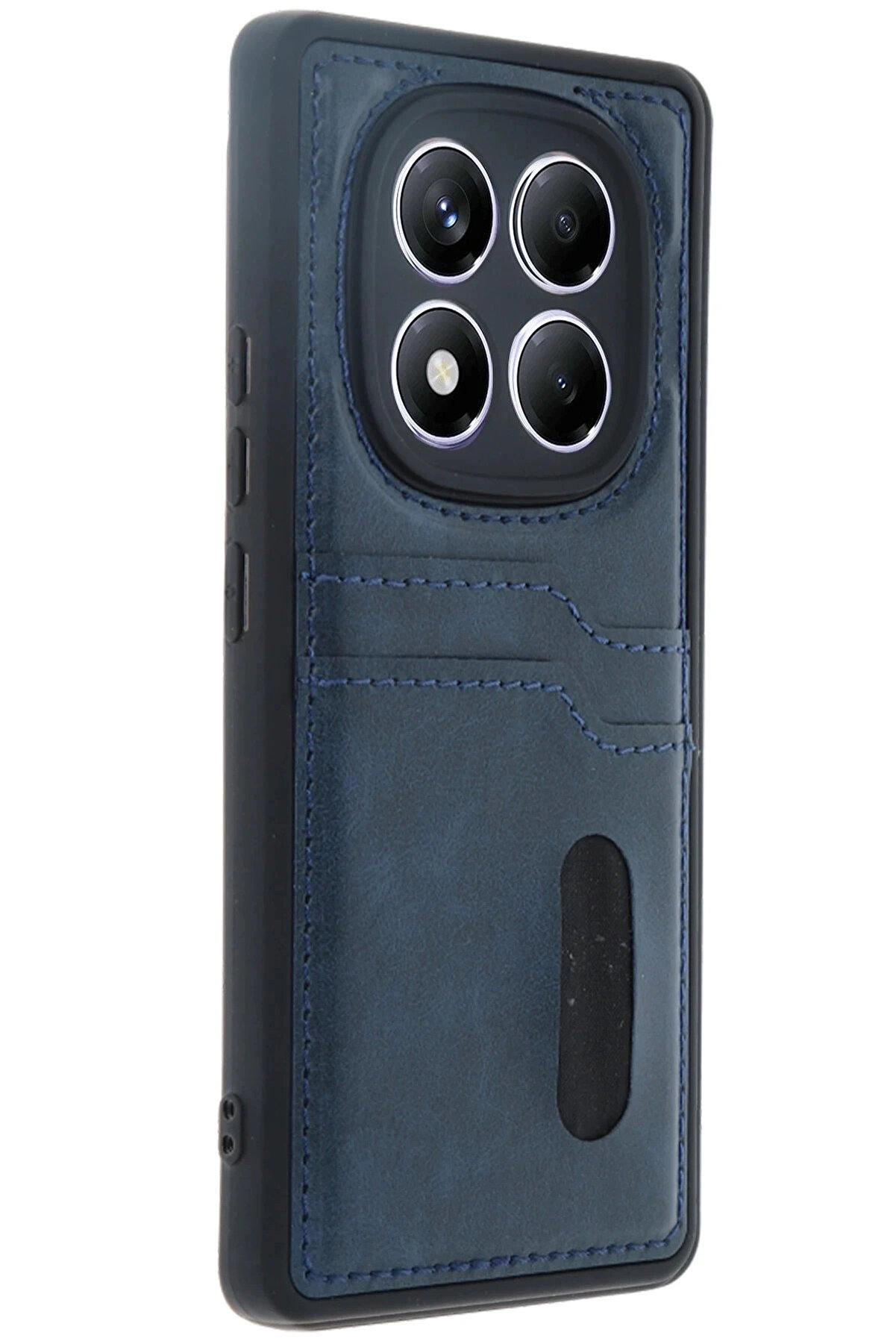 Buti̇k Xi̇aomi̇ Redmi̇ Note 14 Pro 4G Kılıf Sara Kartvi̇zi̇tli̇ Deri̇ Kılıf - Laci̇vert-(5796)