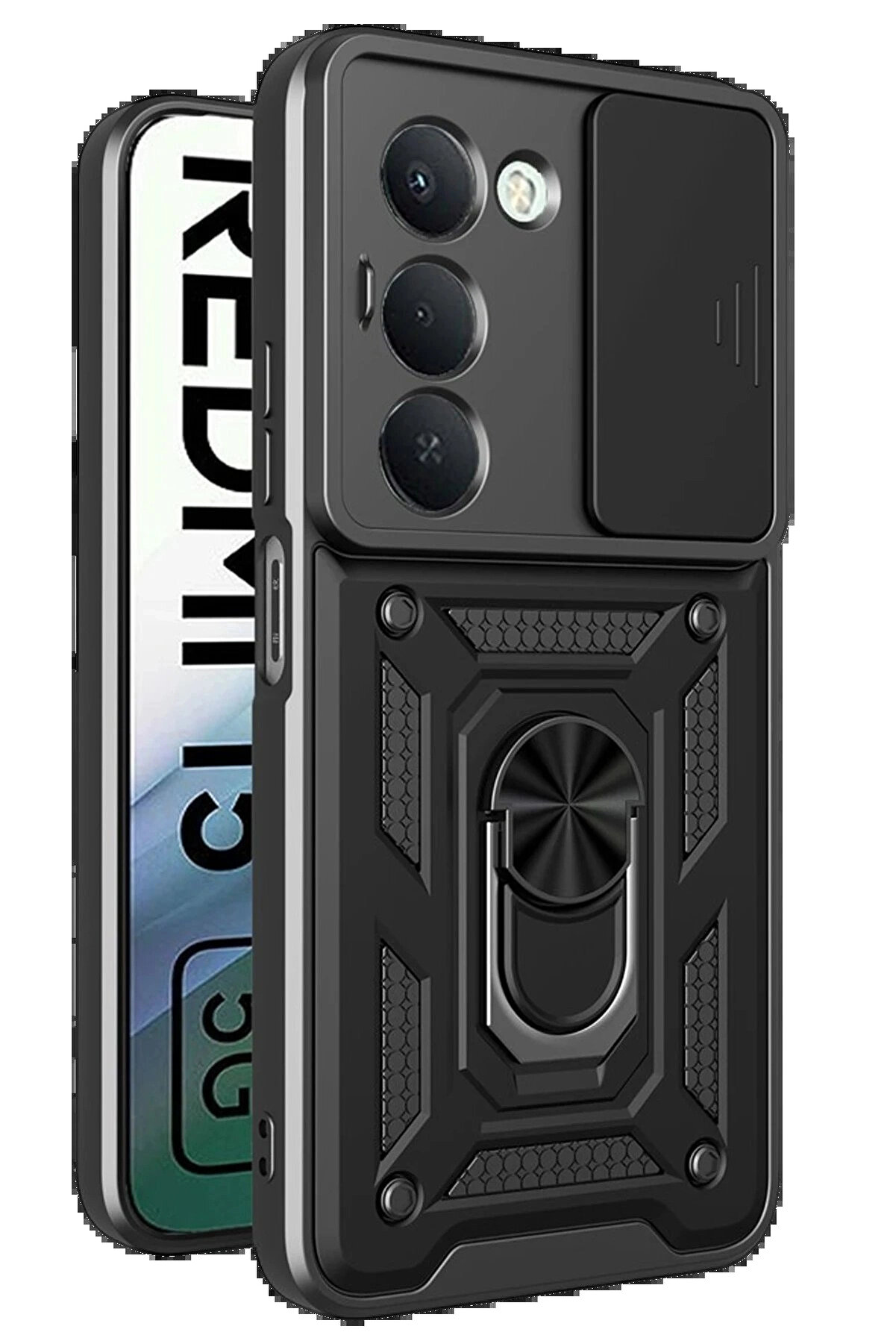 Buti̇k Xi̇aomi̇ Redmi̇ 15 4G Pars Lens Y&uuml;z&uuml;kl&uuml; Si̇li̇kon - Si̇yah-(5796)