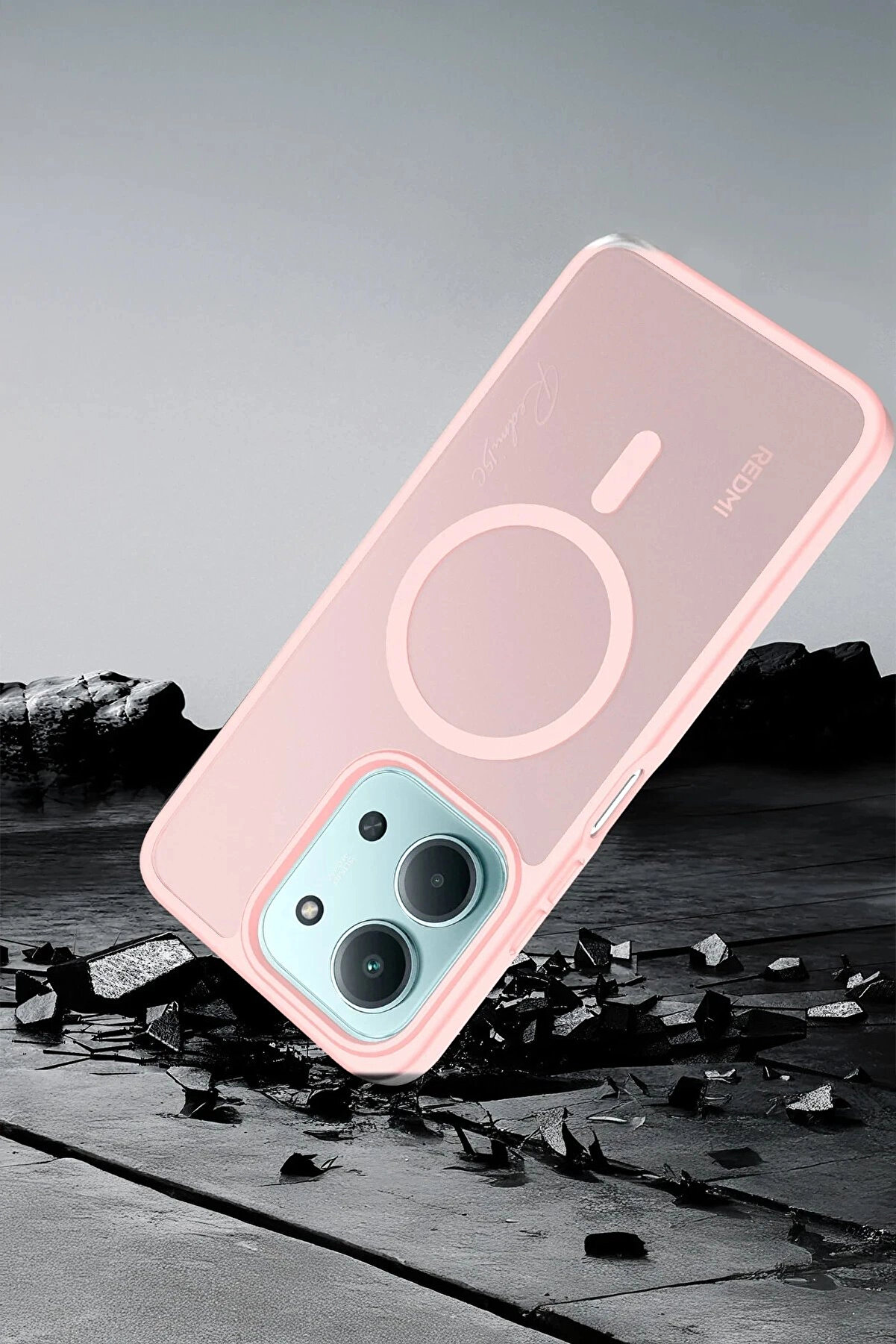 Buti̇k Xi̇aomi̇ Redmi̇ 15C 4G Jota Magsafe Kapak - Pudra-(5796)